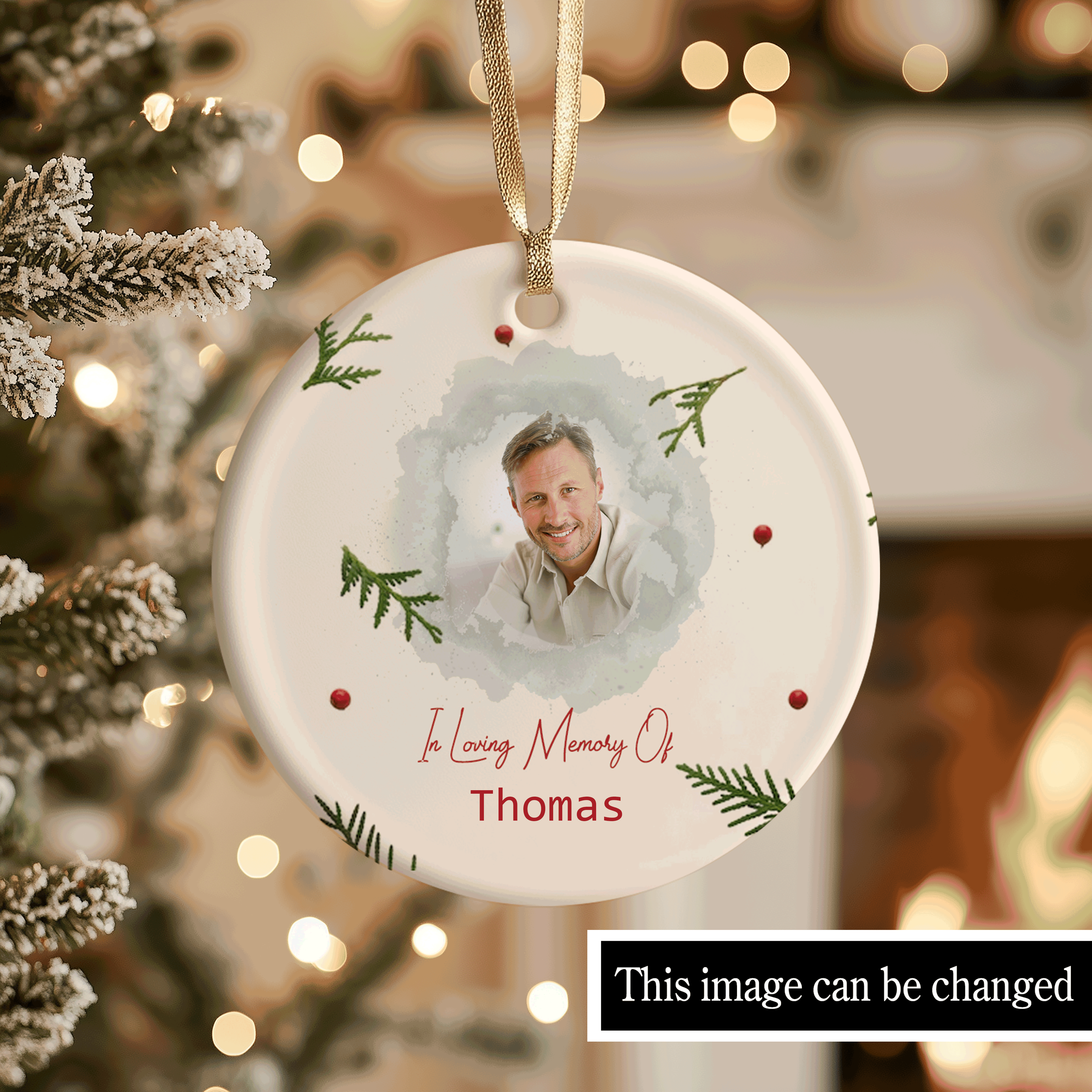 Christmas Memorial Frame | "In Loving Memory Of" | Ceramic Ornament