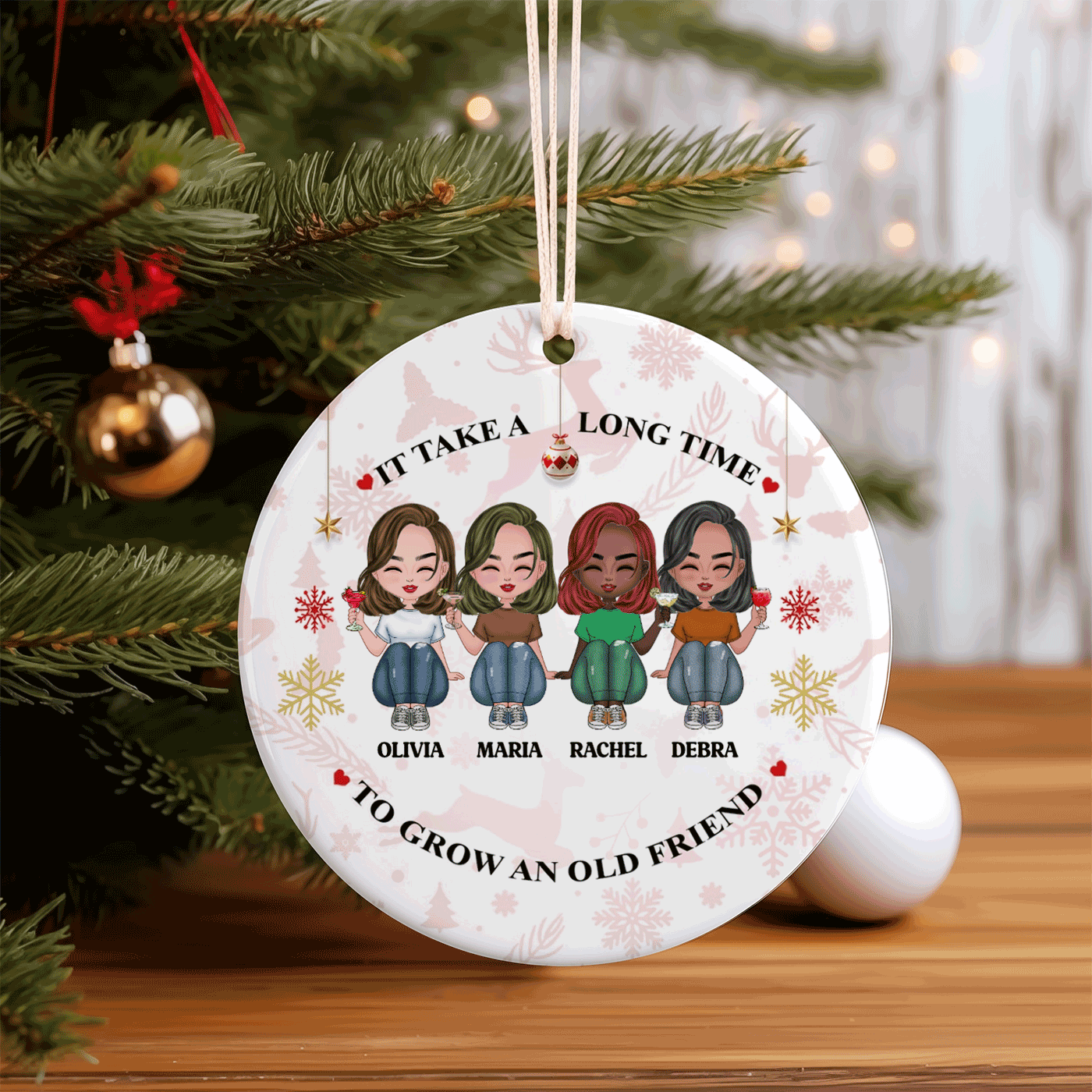 Christmas Custom Friendship Ornament with Personalized Names | Ceramic Ornament
