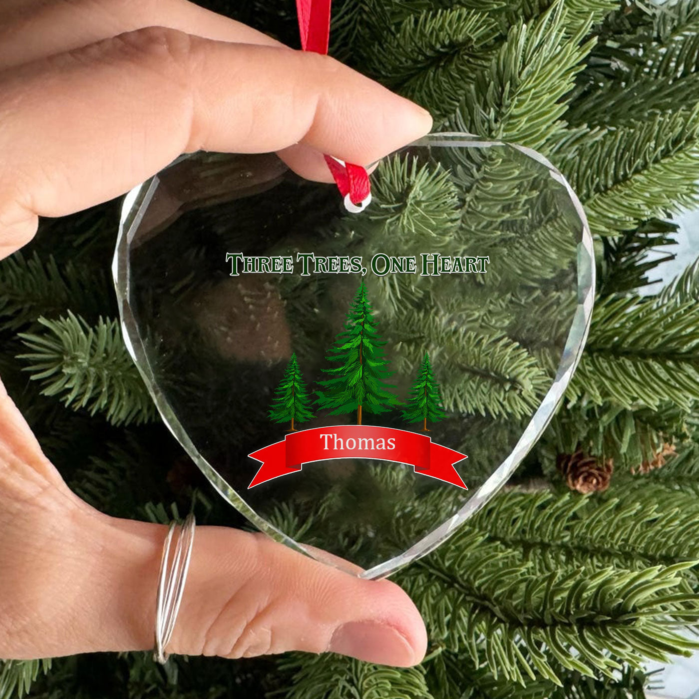 Three Trees, One Heart | A Symbol of Family Unity Christmas | Glass Ornament