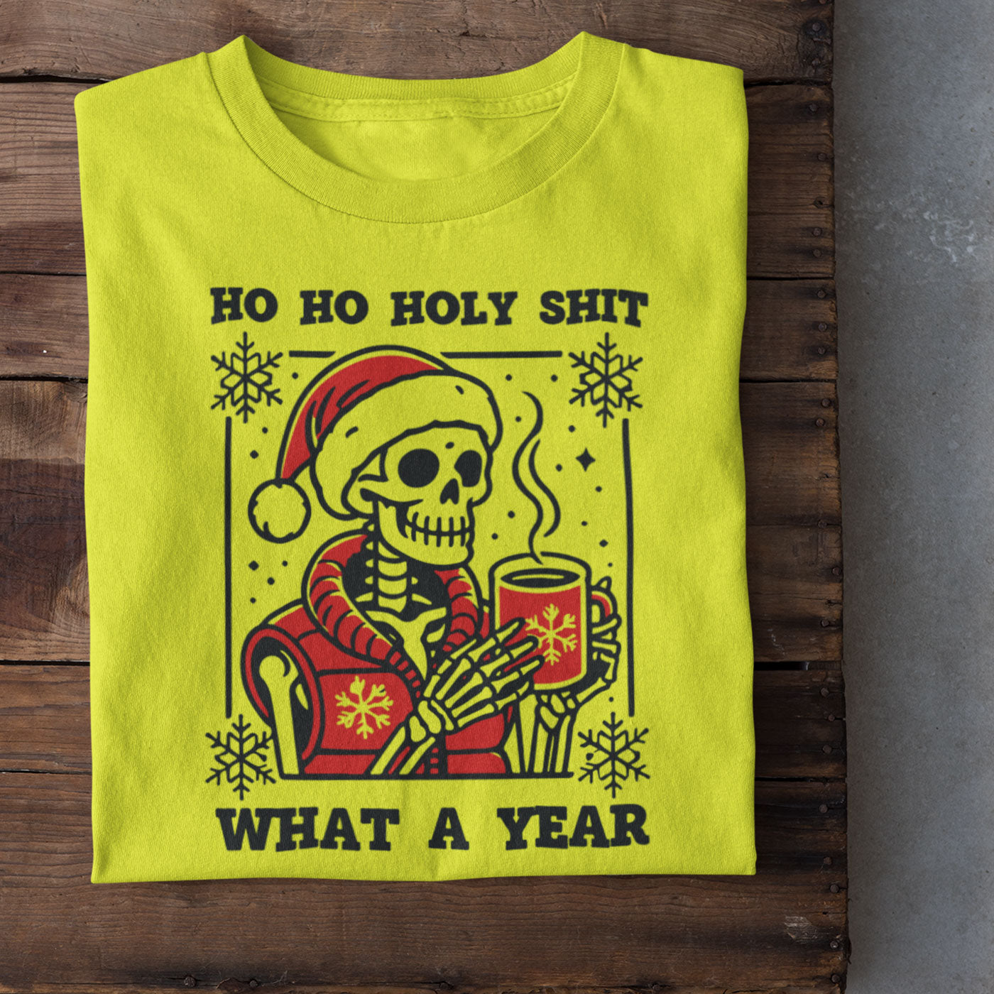 Ho Ho Holy Shit What a Year | Humorous Skeleton Christmas | Unisex Crewneck Sweatshirts