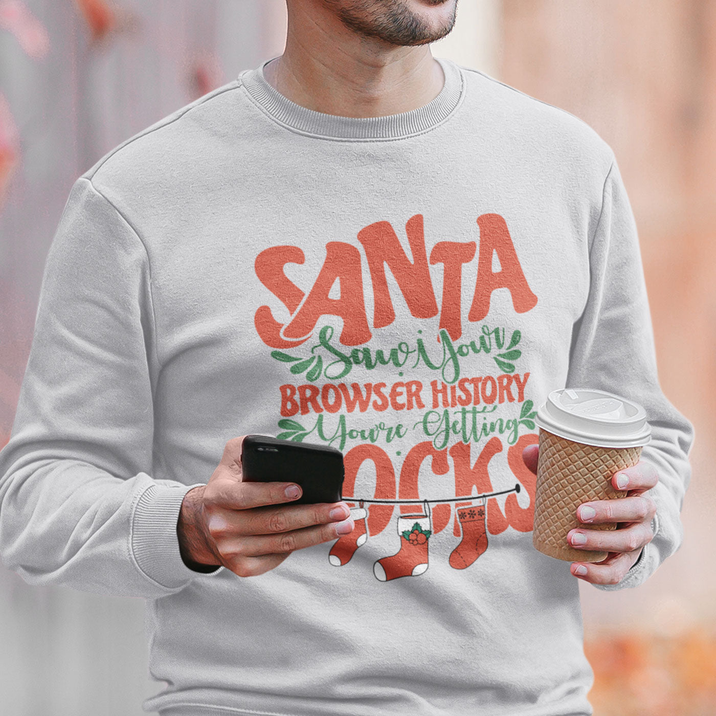 Santa Saw Your Browser History | Funny Christmas Sock | Unisex Crewneck Sweatshirts