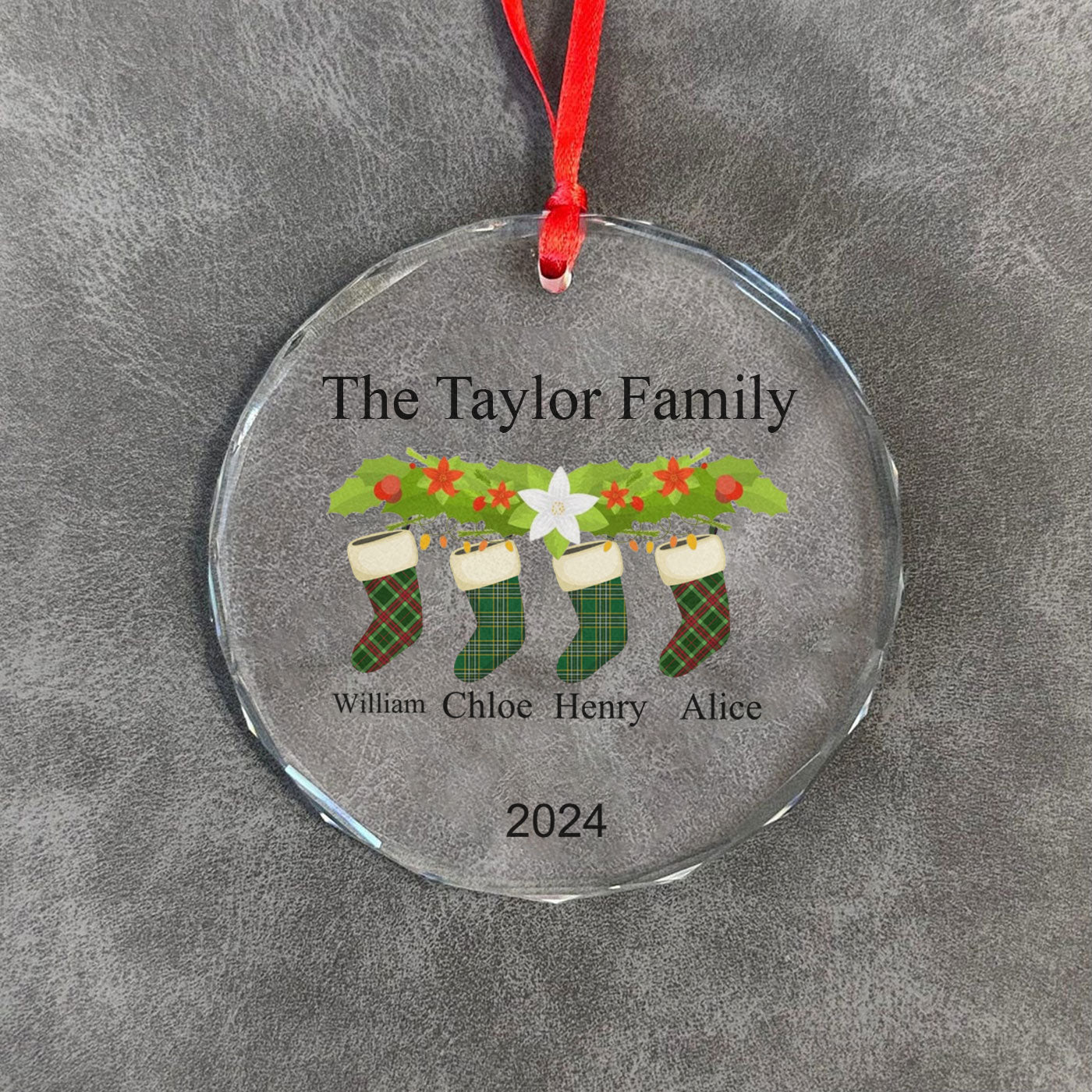 Personalized Family Christmas Socks Glass Ornament – Custom Sock Designs for Each Family Member