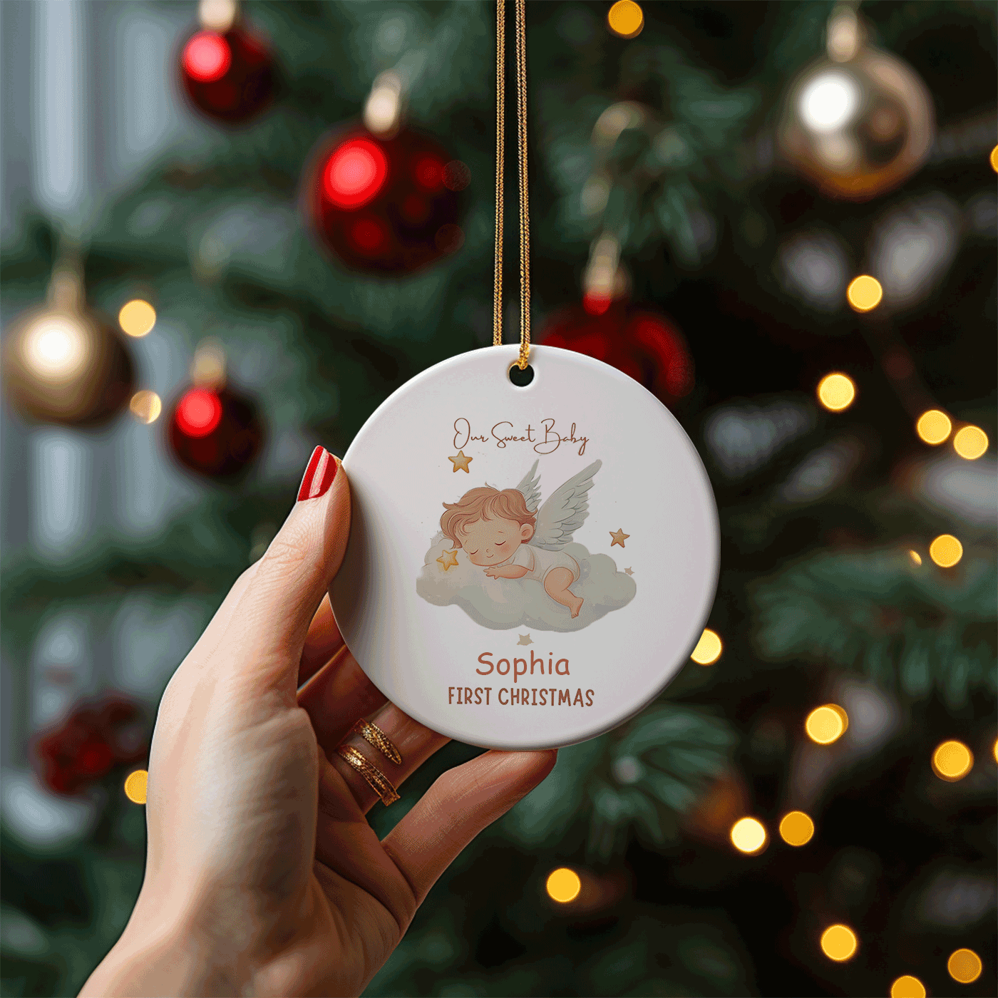 Sweet Baby Angel | First Christmas | Ceramic Ornament