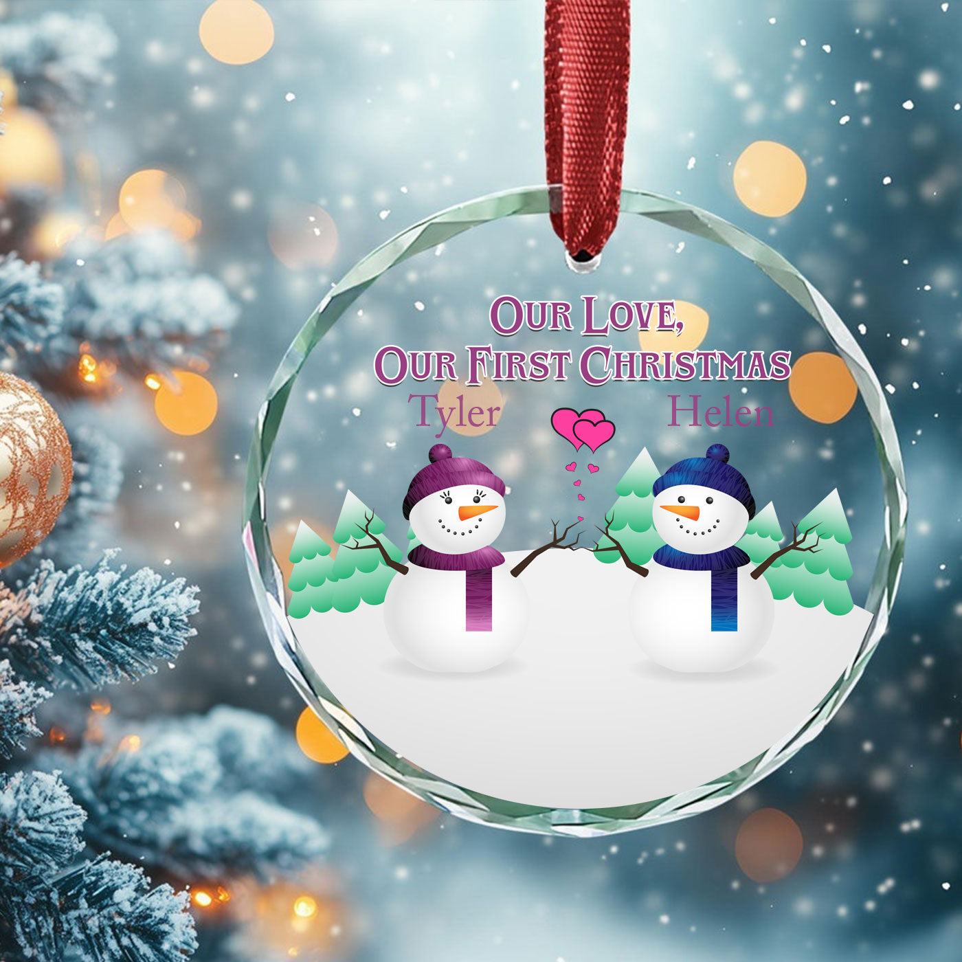 Our Love, Our First Christmas Snowman | Celebrate a Winter Romance | Glass Ornament