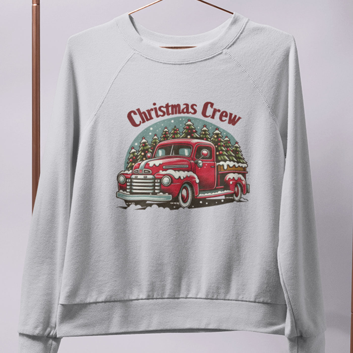 Christmas Crew | Classic Red Truck with Christmas Trees | Unisex Crewneck Sweatshirts