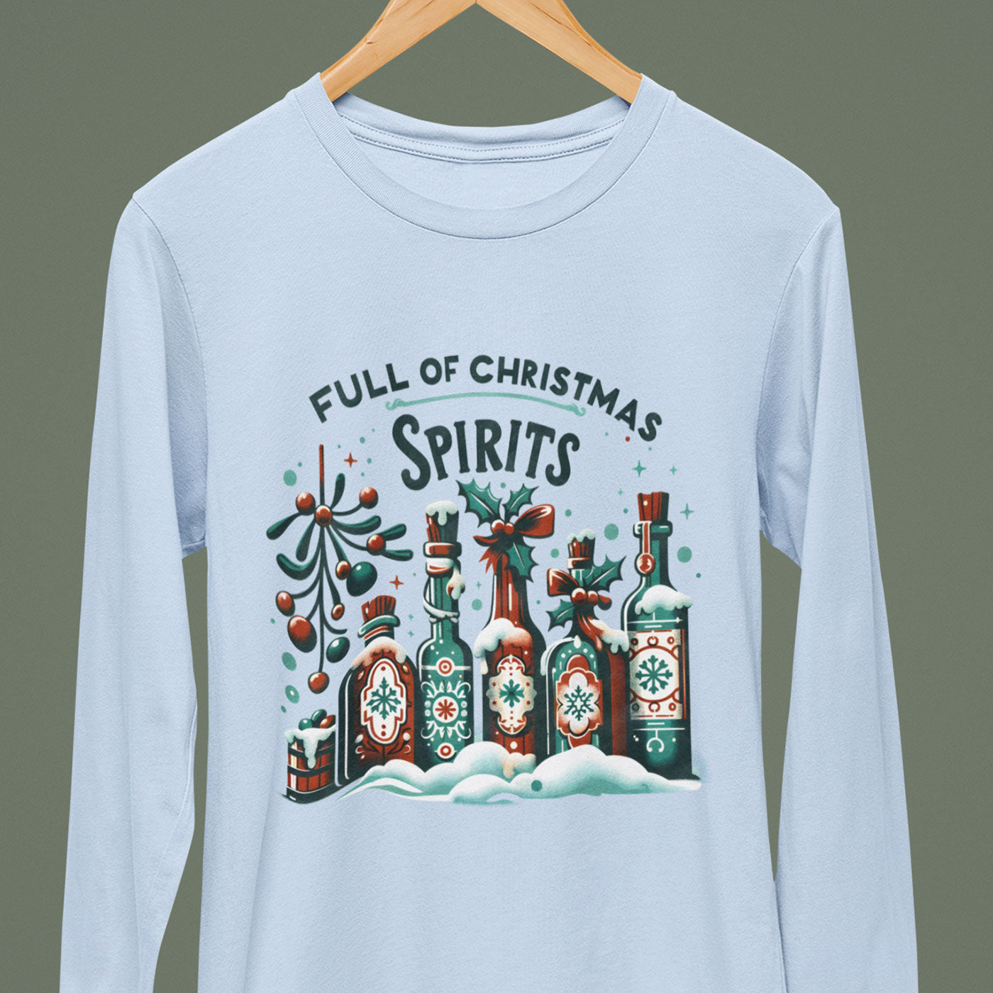 Full of Christmas Spirits | Festive Holiday Bottles | Unisex Long Sleeve