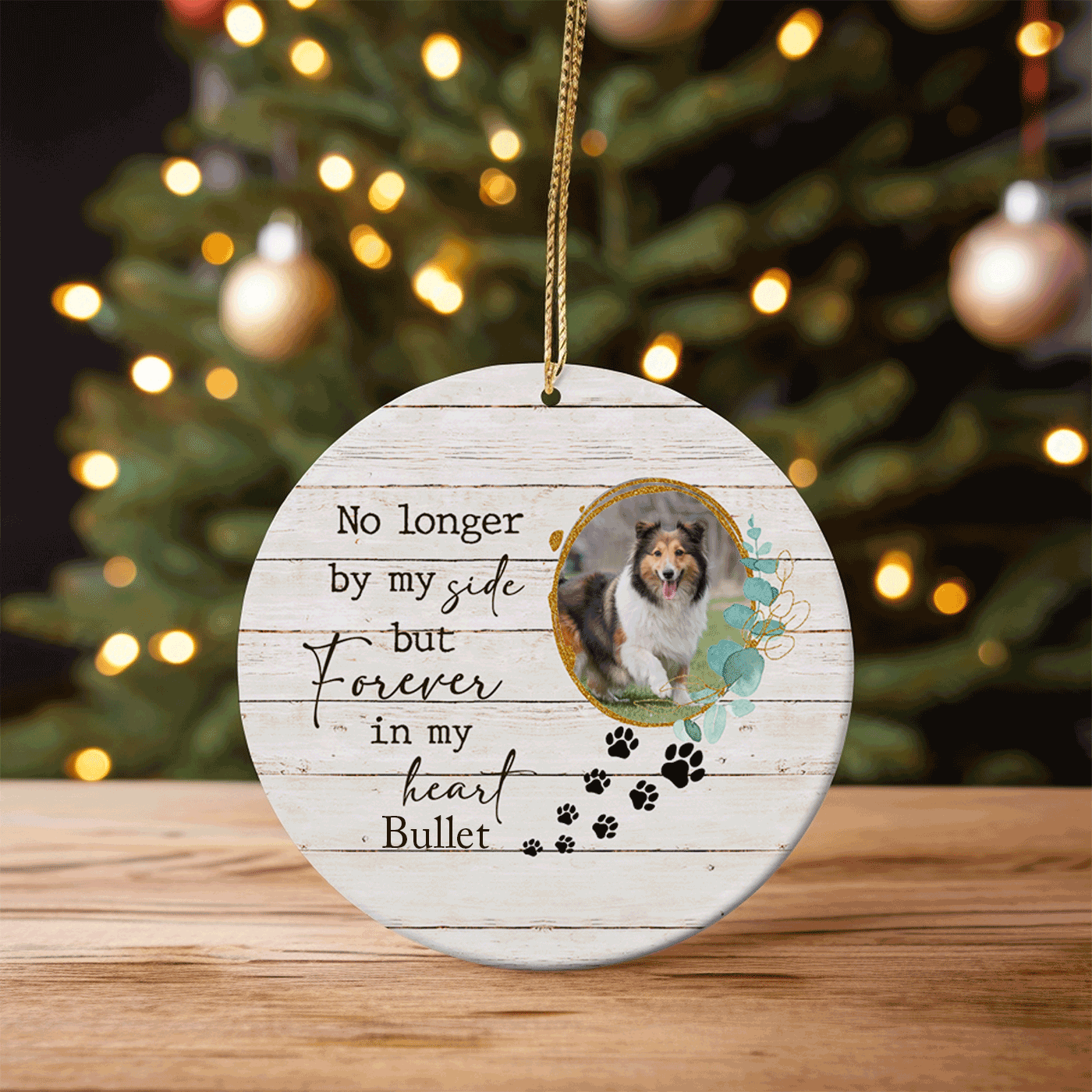 Pet Memorial | 'No Longer By My Side, Forever in My Heart' | Christmas | Ceramic Ornament