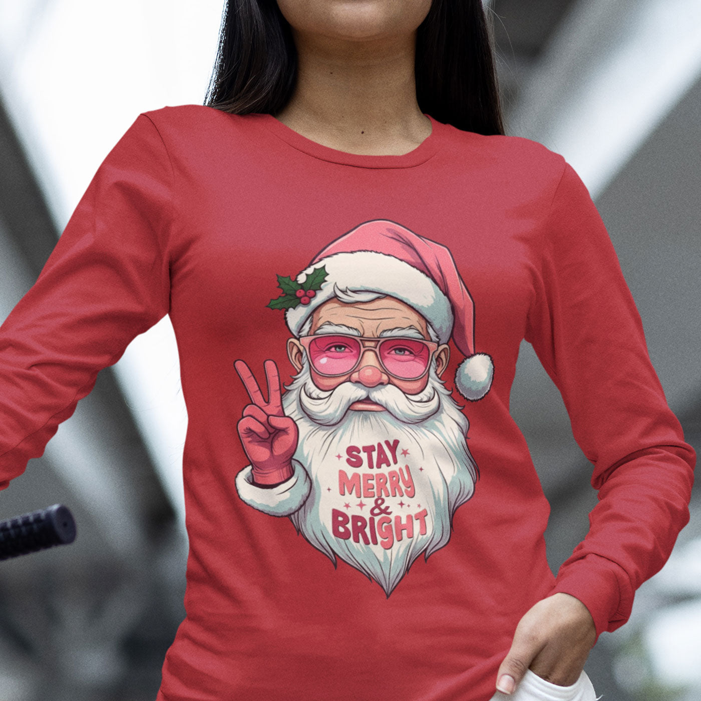 Stay Merry & Bright | Cool Santa Christmas | Unisex Long Sleeve