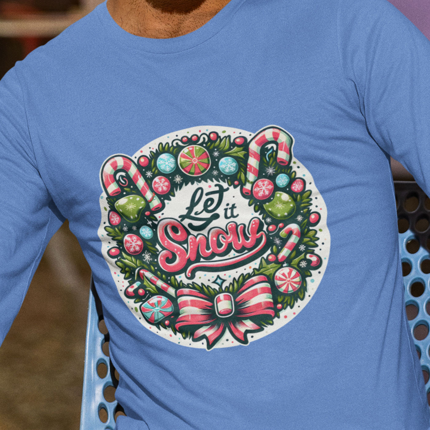 Let It Snow | Festive Christmas Wreath | Unisex Long Sleeve