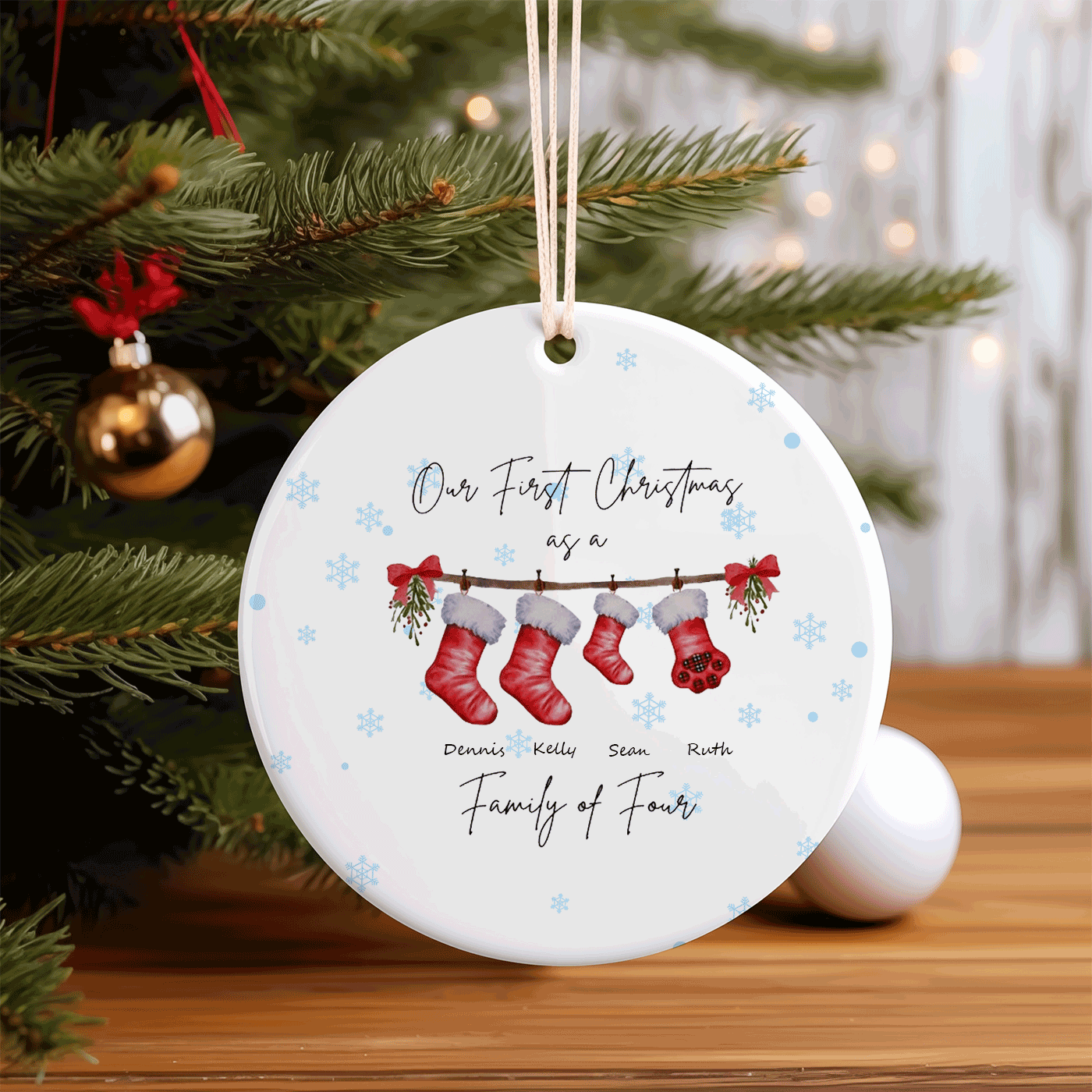 Our First Christmas as a Family of Four | Celebrate Family Milestones | Ceramic Ornament