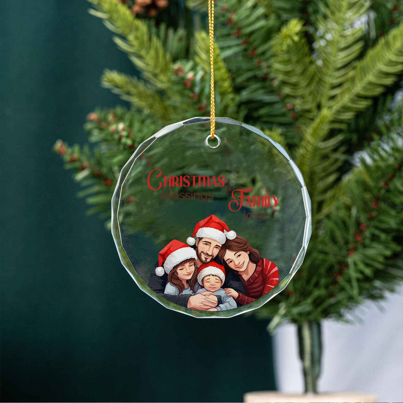 Heartwarming Family Christmas | Cherish the Joy of Togetherness | Glass Ornament