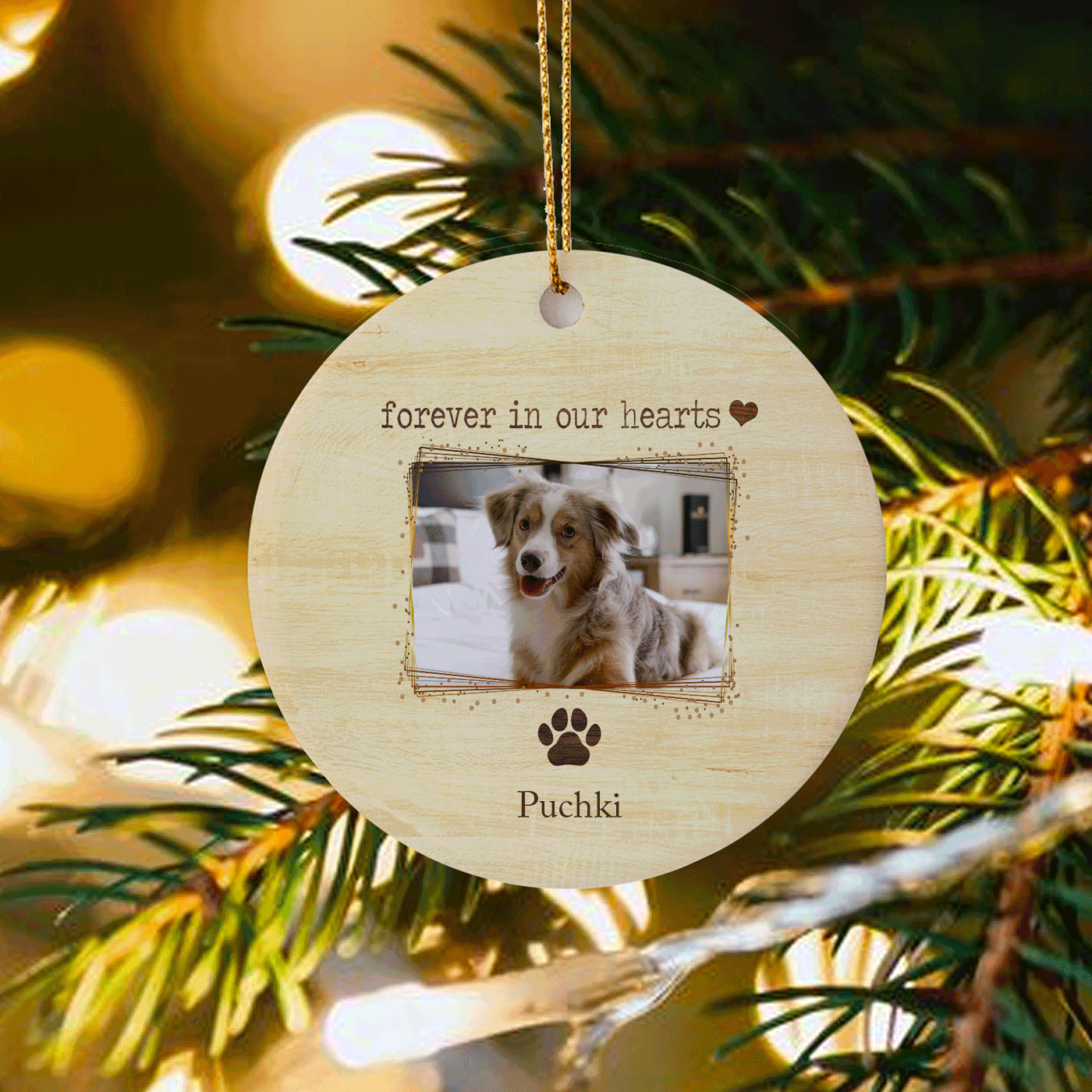 Forever in Our Hearts' | Tribute Keepsake for Beloved Pets | Christmas | Ceramic Ornament