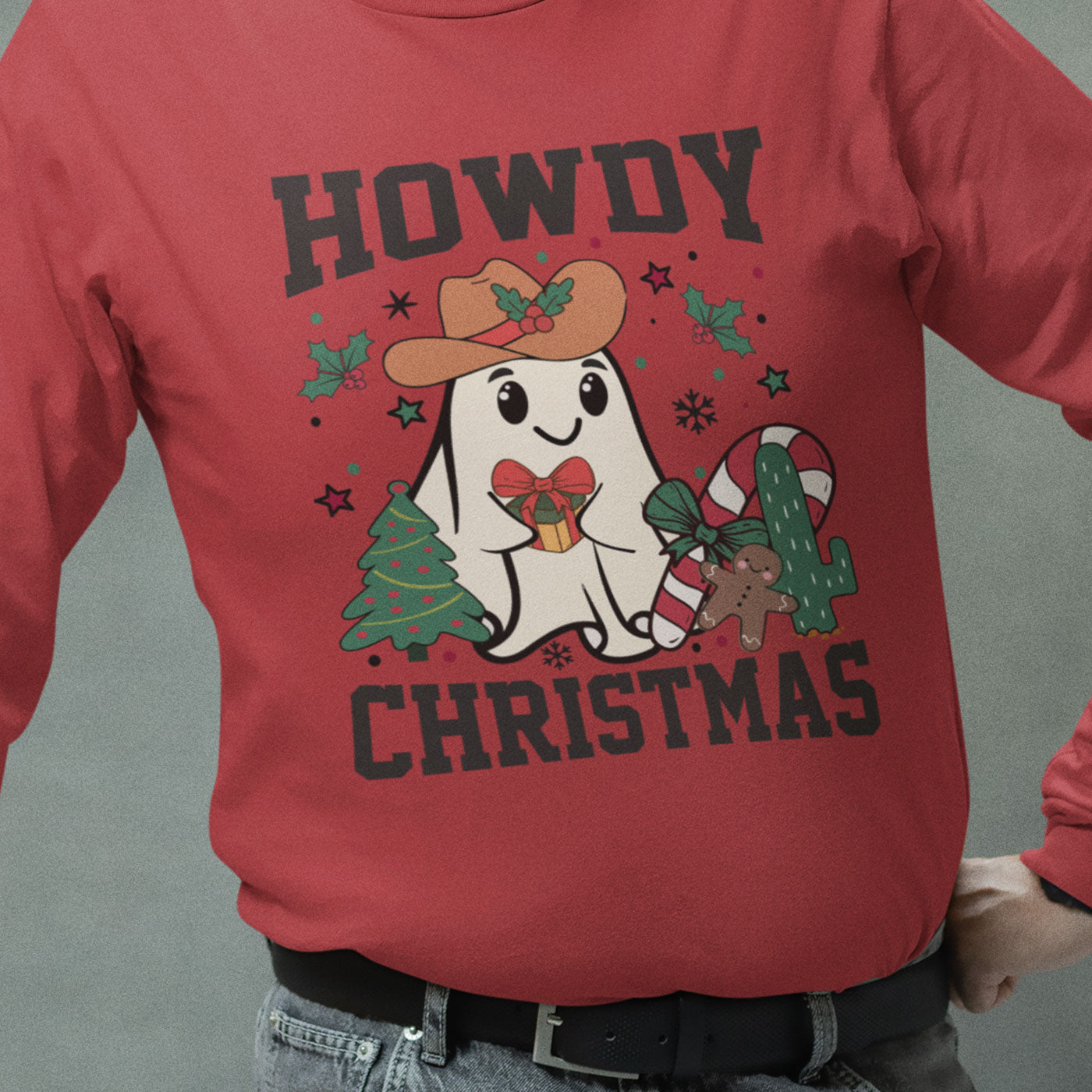 Howdy Christmas | Cute Cowboy Ghost Holiday | Unisex Long Sleeve