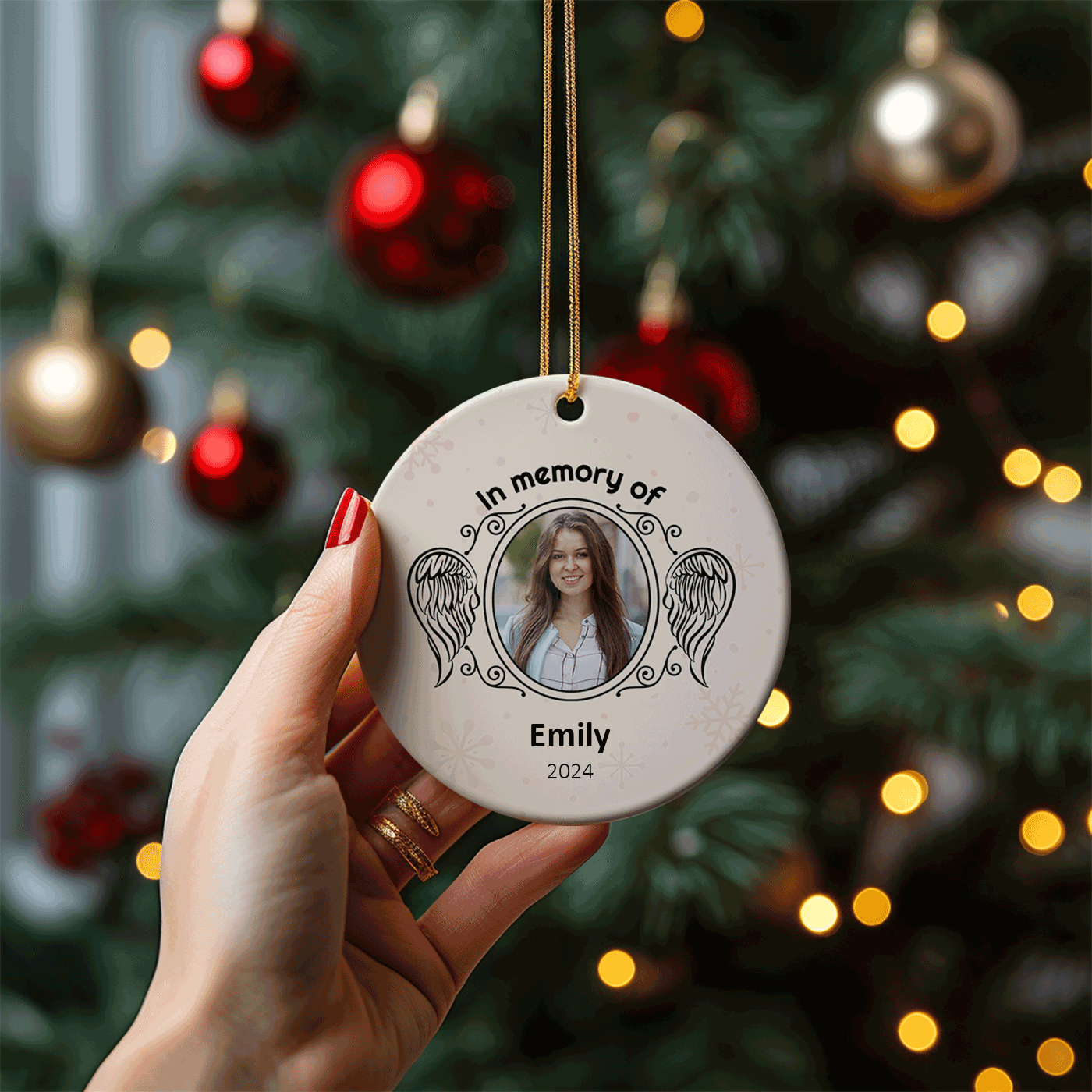 Beautiful Angel Wing Tribute | Design for Christmas | Ceramic Ornament