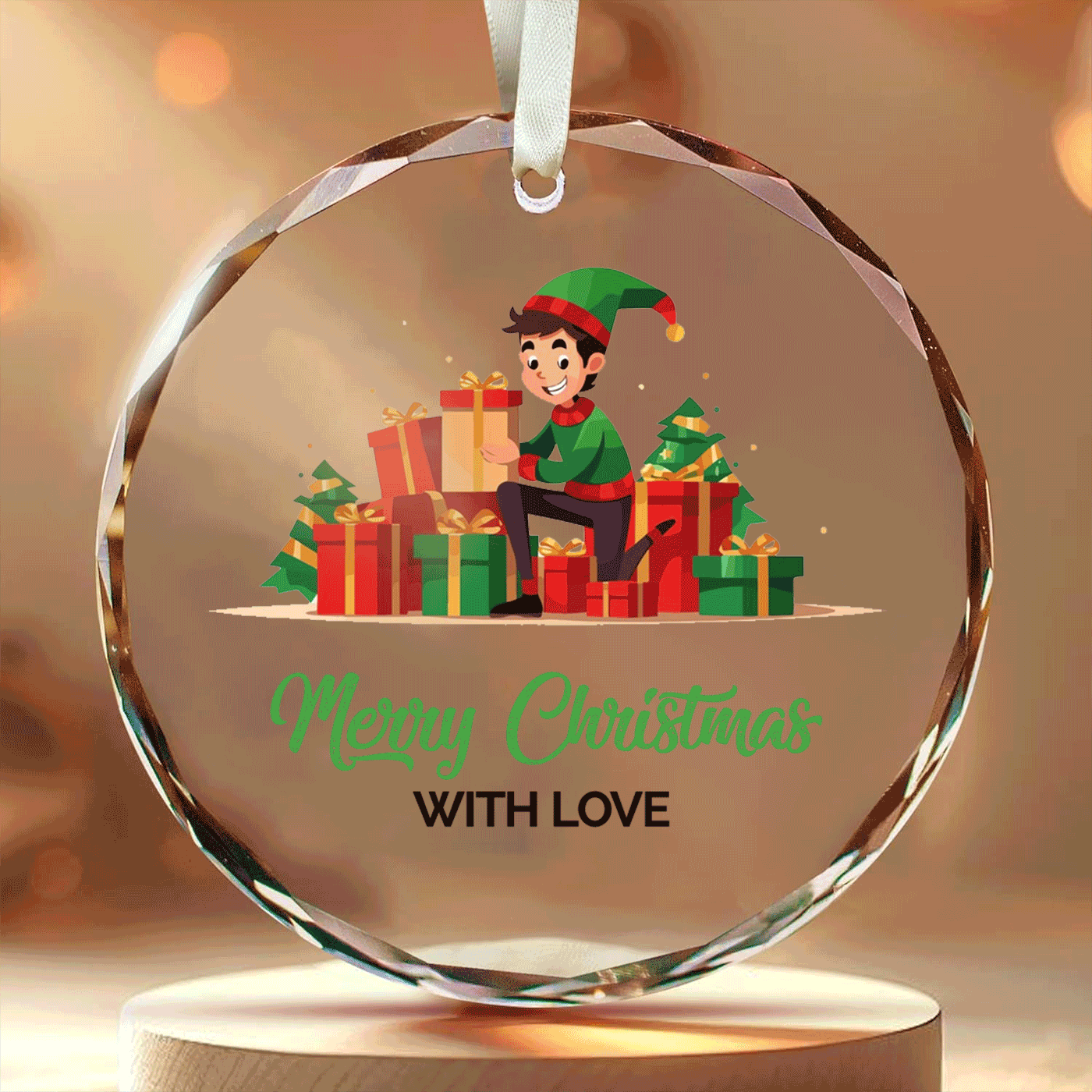 Christmas Elf Gift Helper | Spread Festive Cheer with Holiday Gifts | Glass Ornament