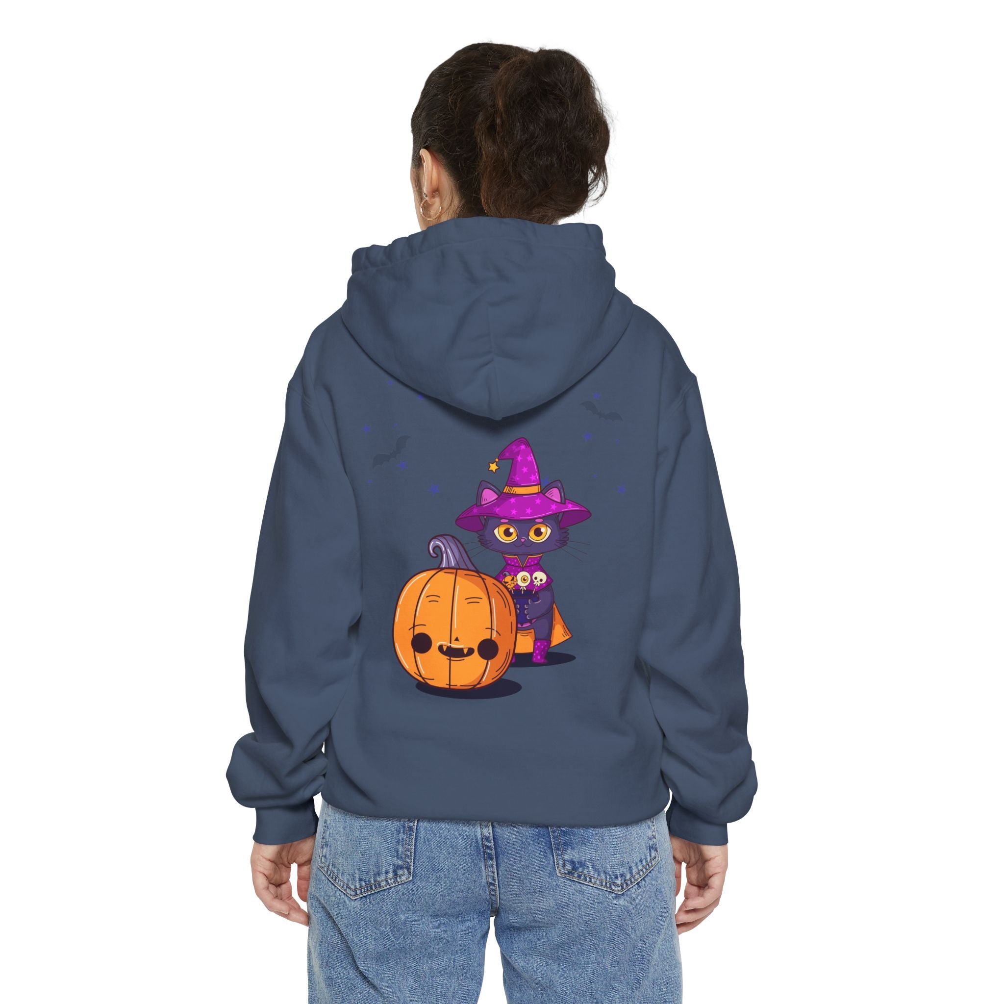 Halloween with Witch's Cats | Unisex Garment-Dyed Hoodie
