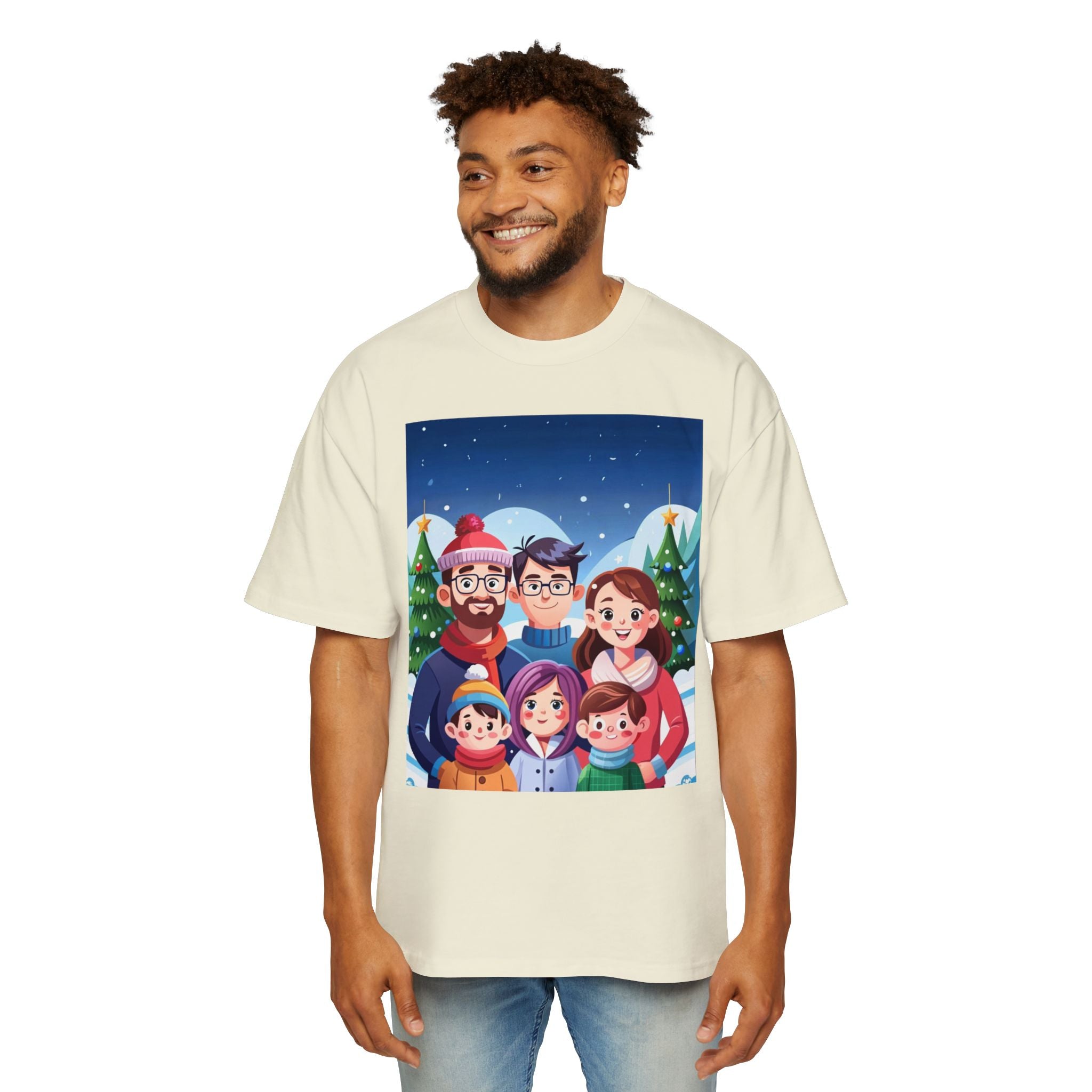 Happy Christmas with Family | Men's Heavy Oversized Tee