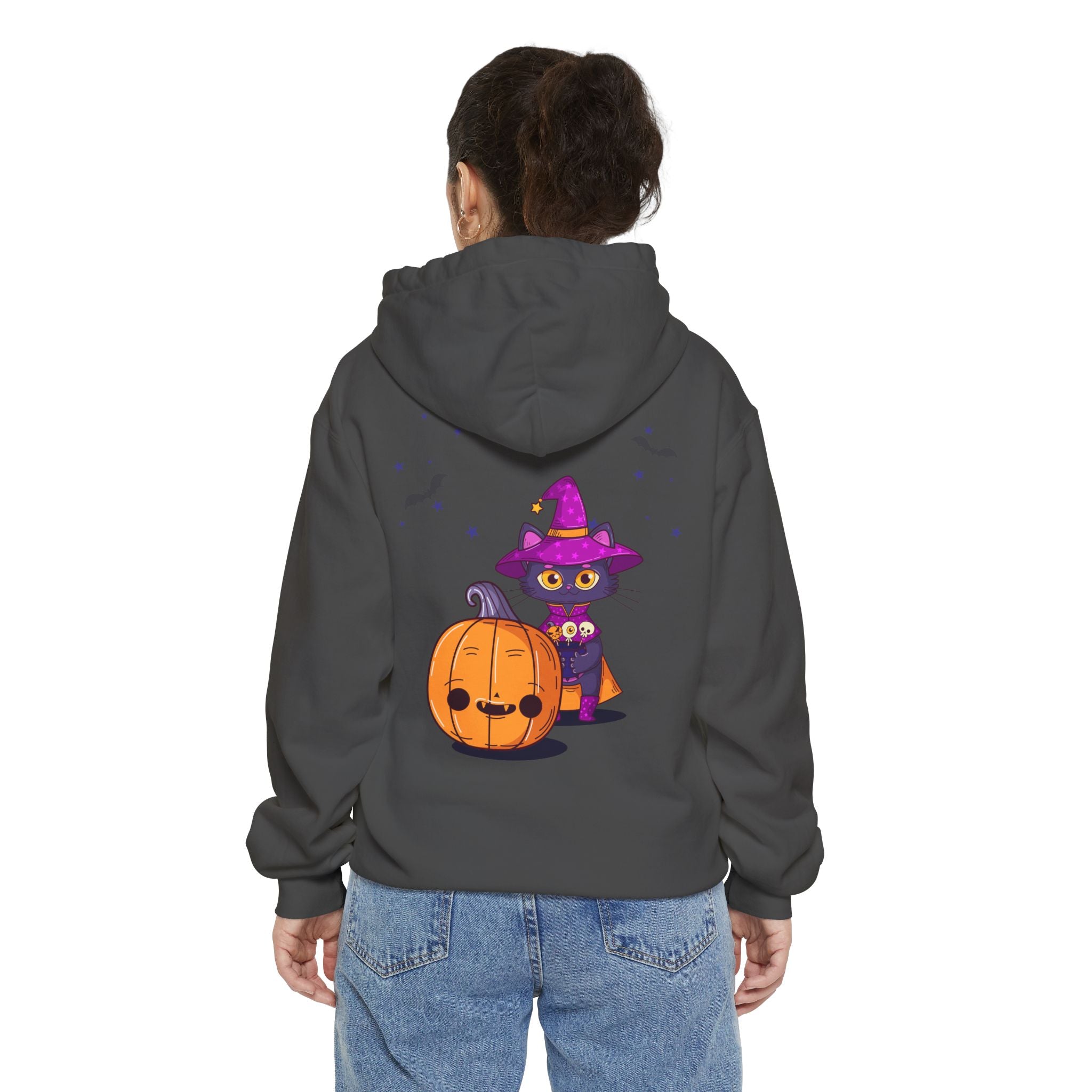Halloween with Witch's Cats | Unisex Garment-Dyed Hoodie