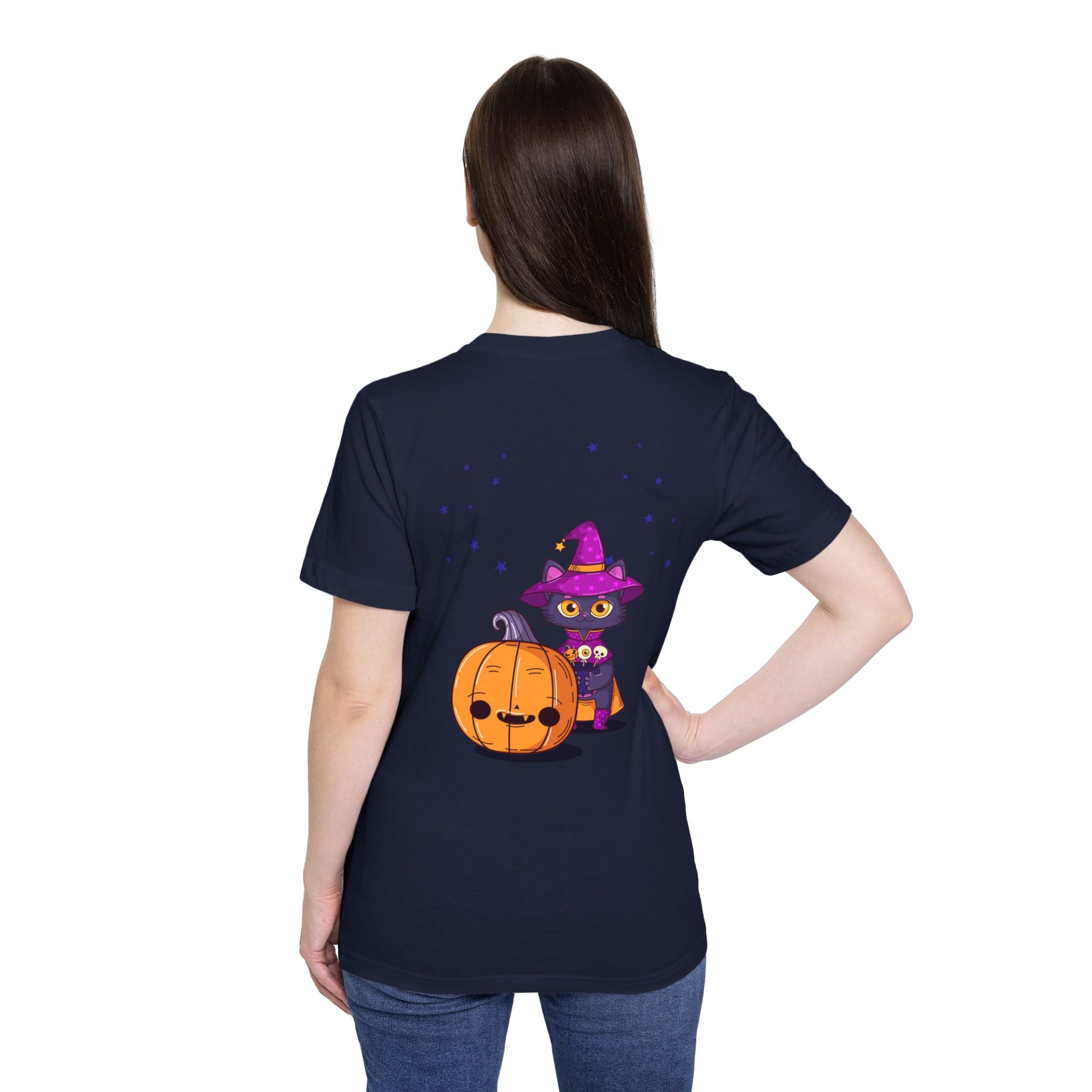 Halloween with Witch's Cats | USA-Made Unisex Short-Sleeve Jersey T-Shirt