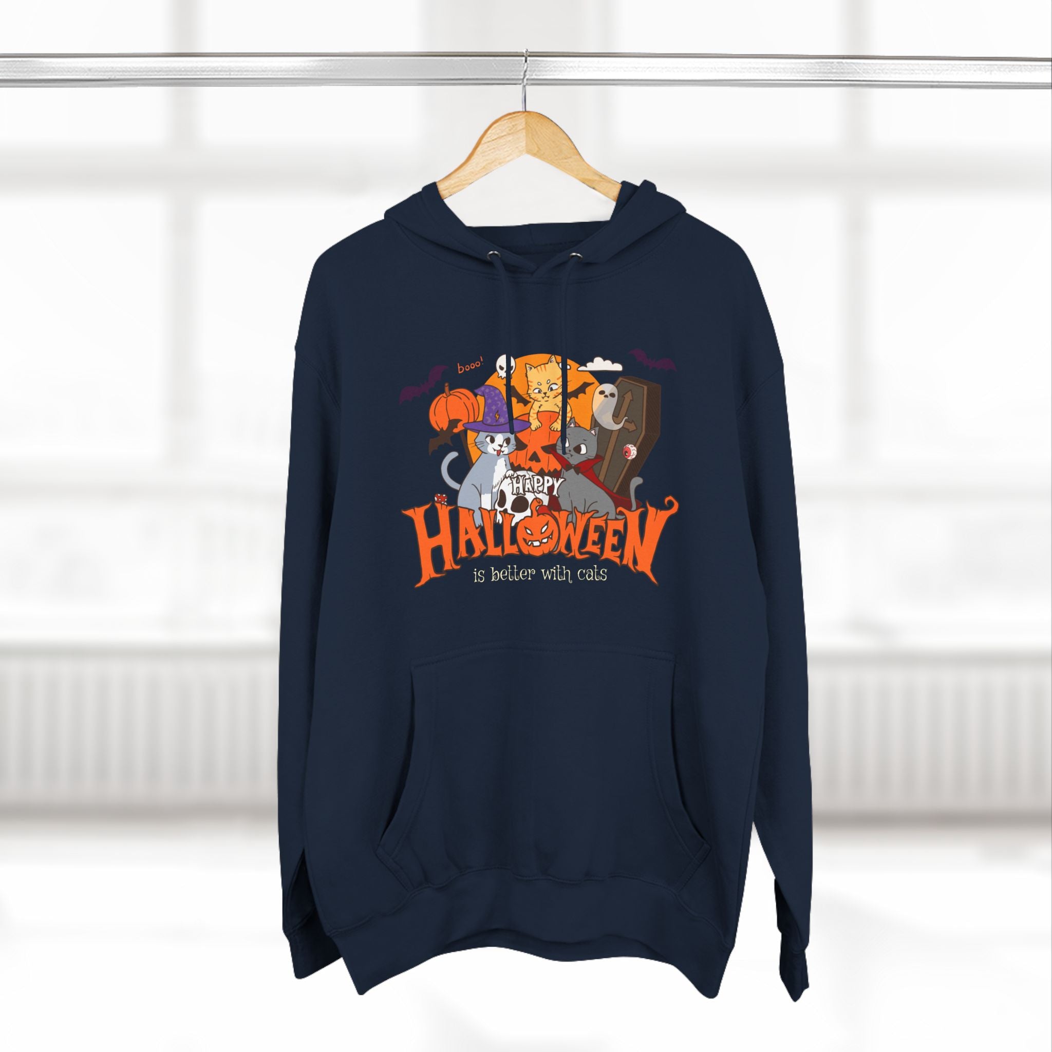 Halloween is Better with Cats | Three-Panel Fleece Hoodie