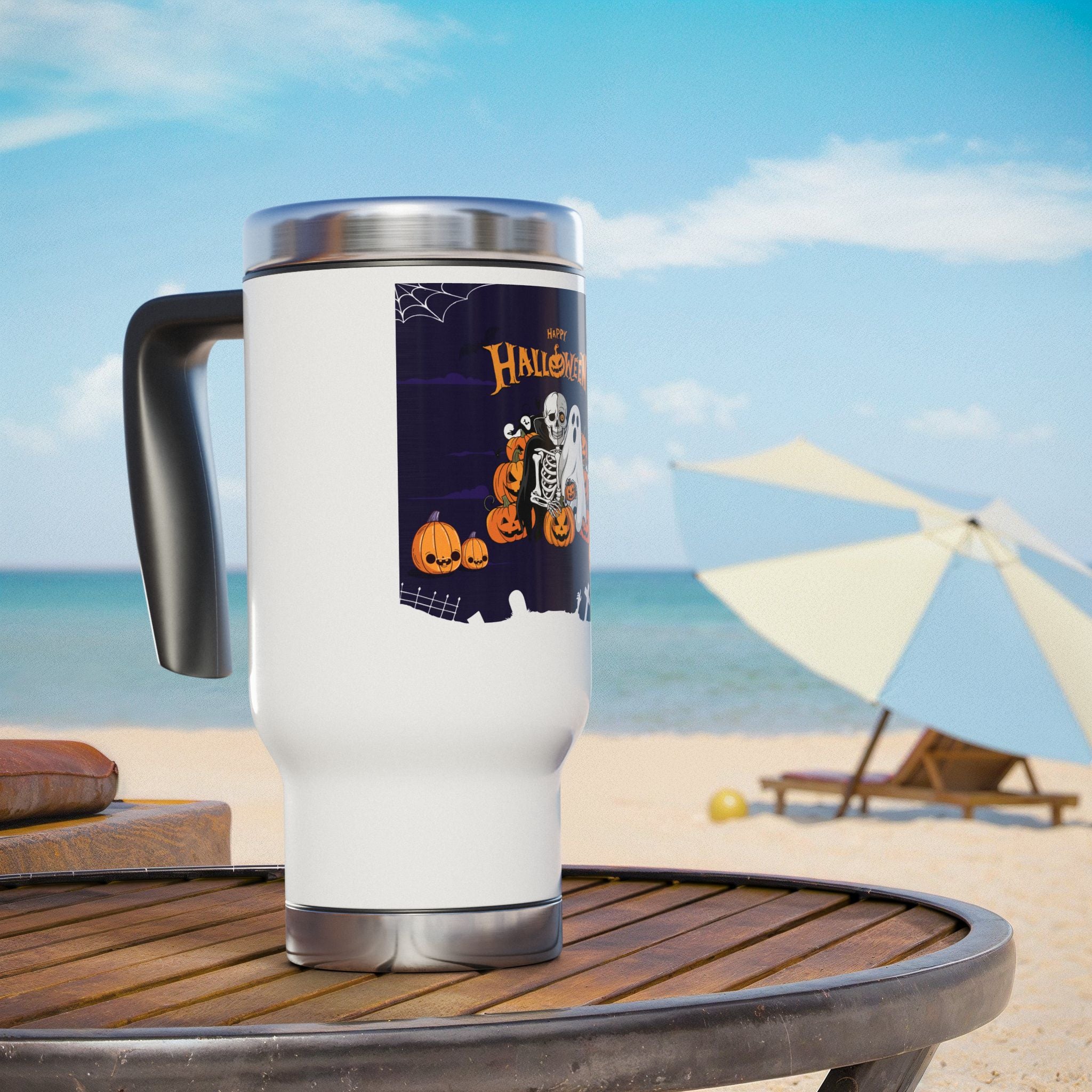 Halloween is Better with Skeleton | Stainless Steel Travel Mug with Handle