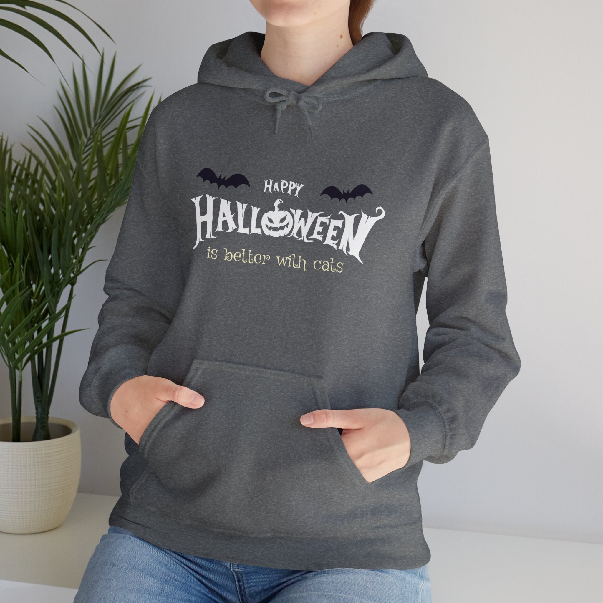 Halloween with Witch's Cats | Unisex Heavy Blend Hooded Sweatshirt