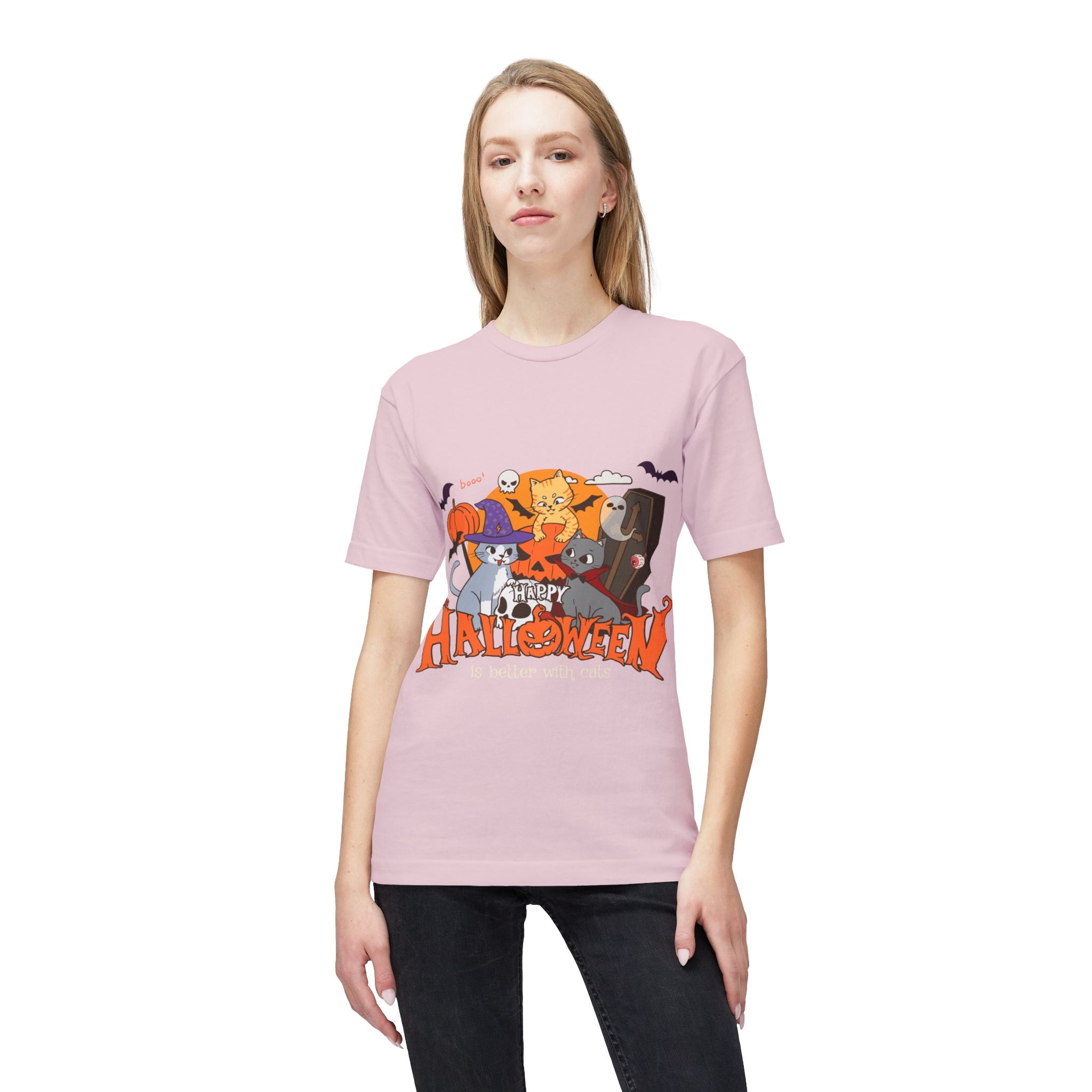 Halloween is Better with Cats | Unisex Midweight T-shirt, Made in US