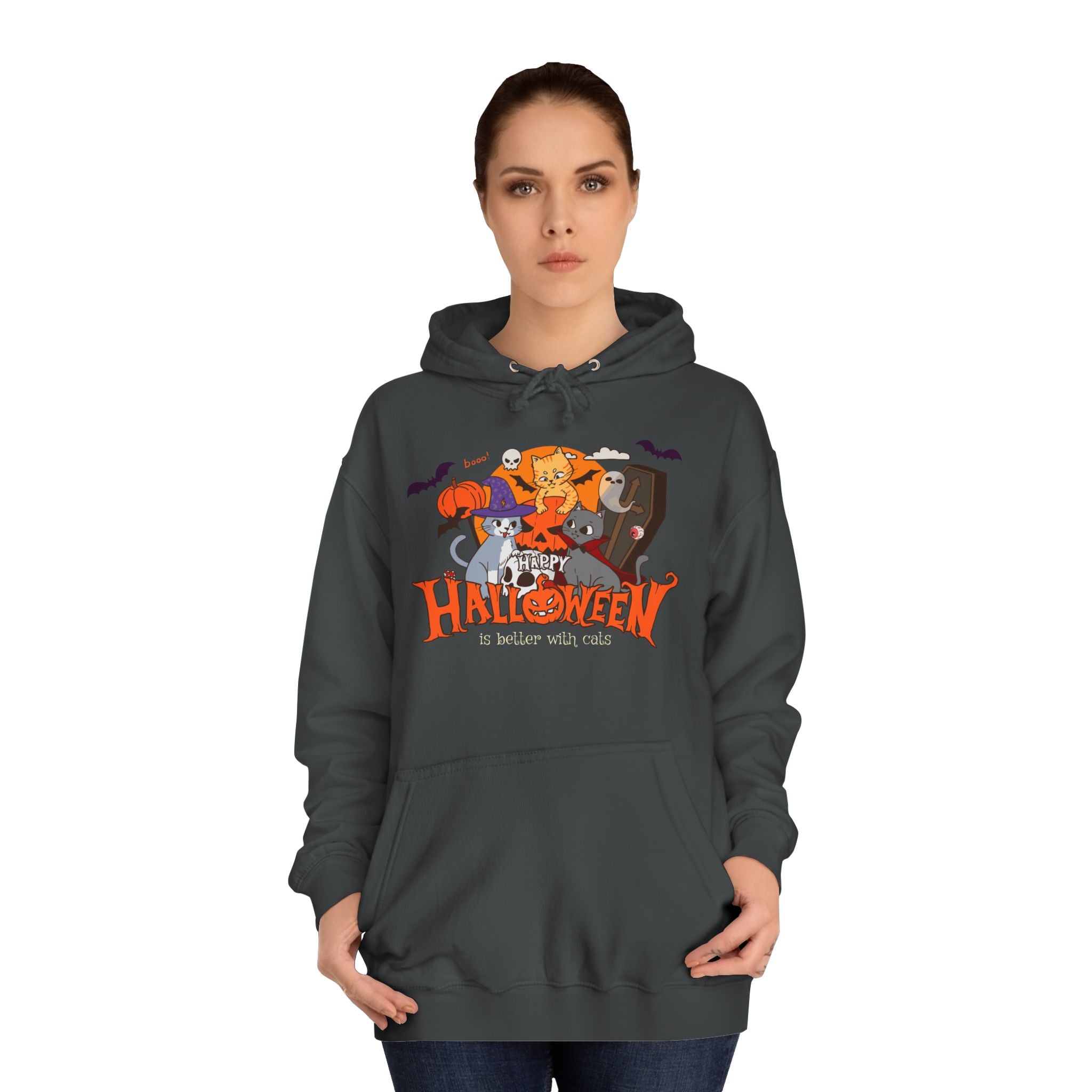 Halloween is Better with Cats | Unisex College Hoodie