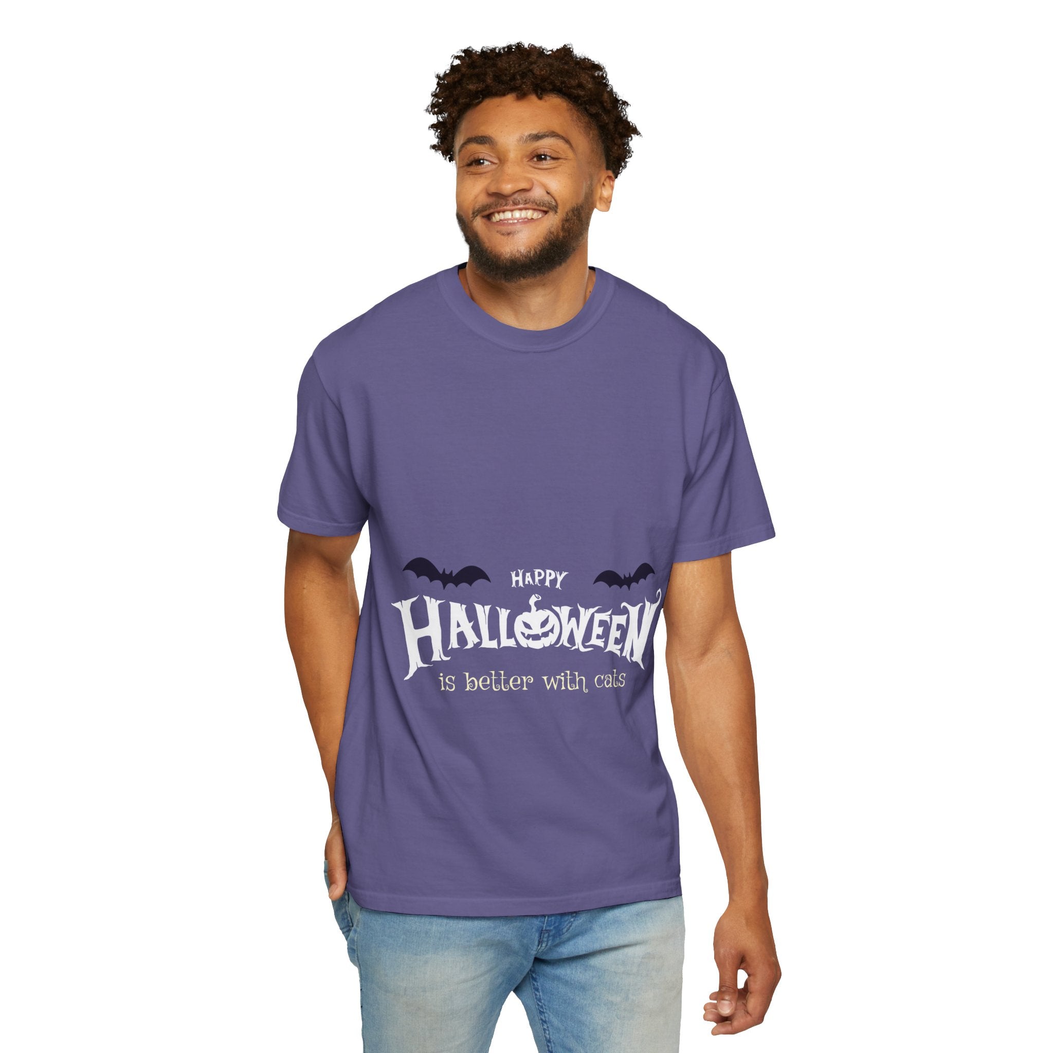 Halloween with Witch's Cats | Unisex Garment-Dyed T-shirt