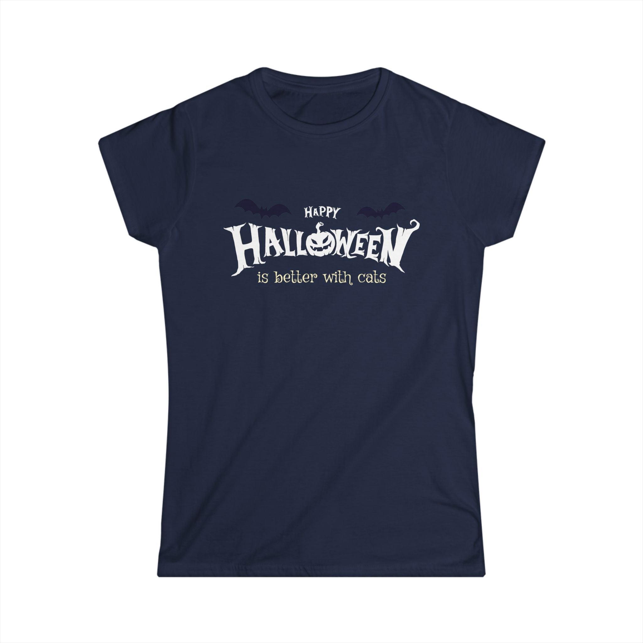 Halloween with Witch's Cats | Women's Softstyle Tee