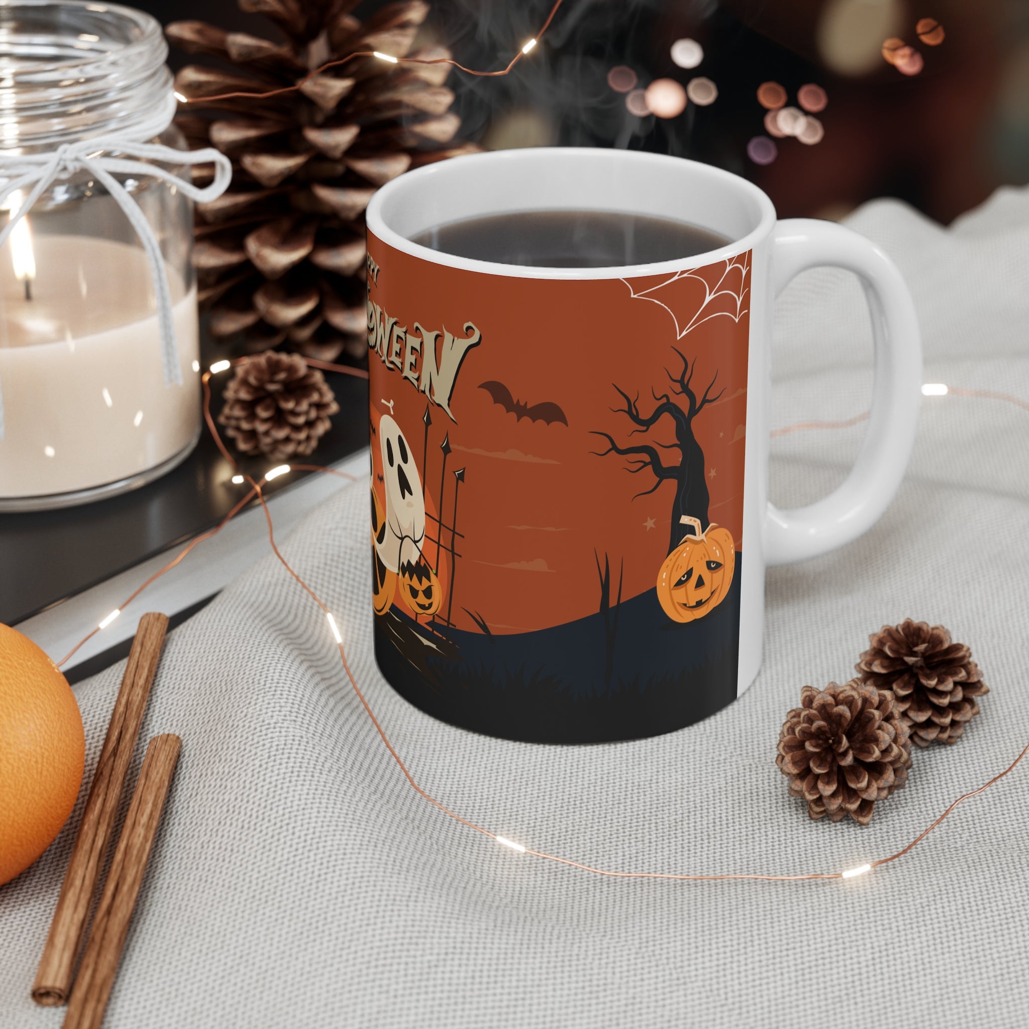 Happy Halloween with Pumpkin | White Mug