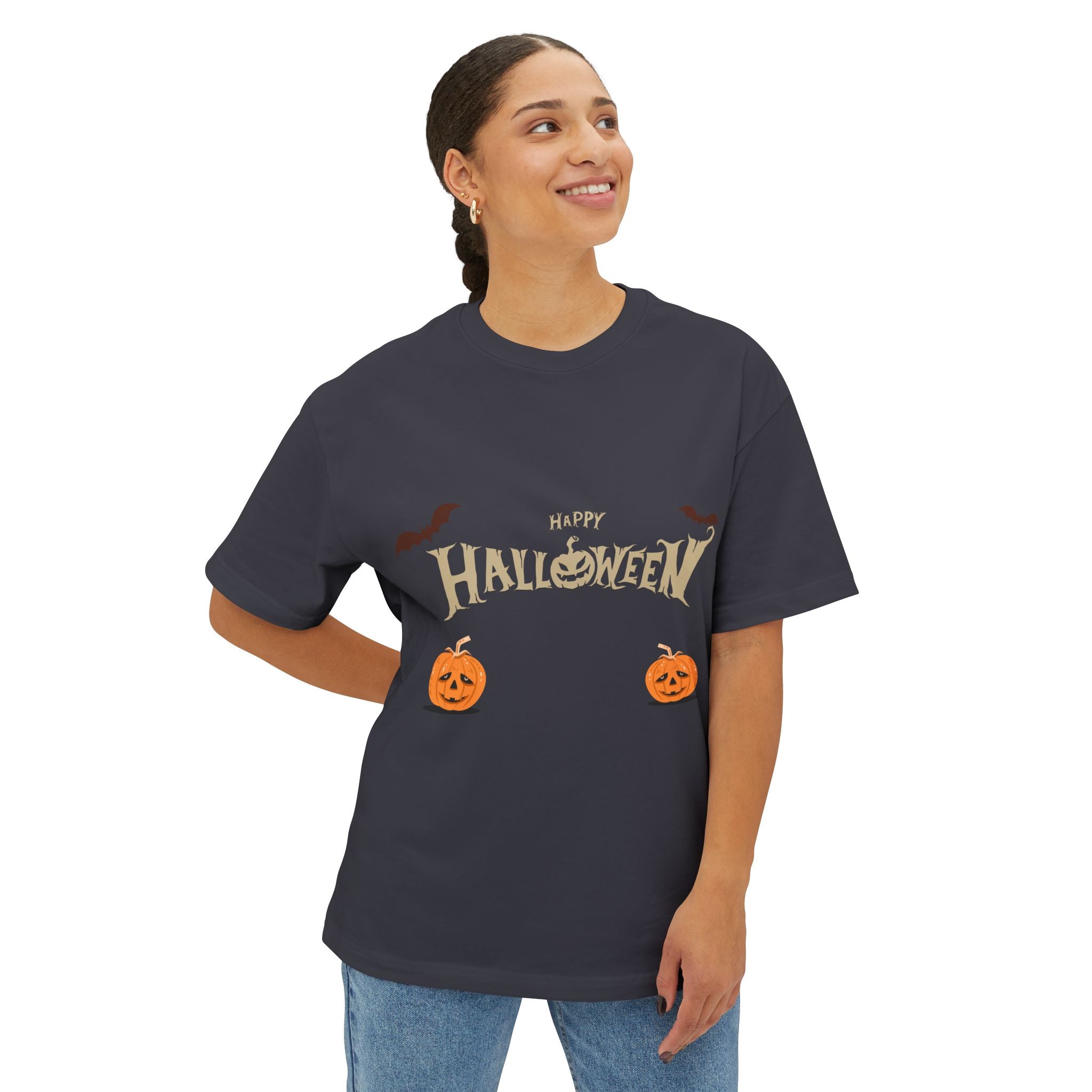 Halloween with Pumpkins | Unisex Oversized Boxy Tee