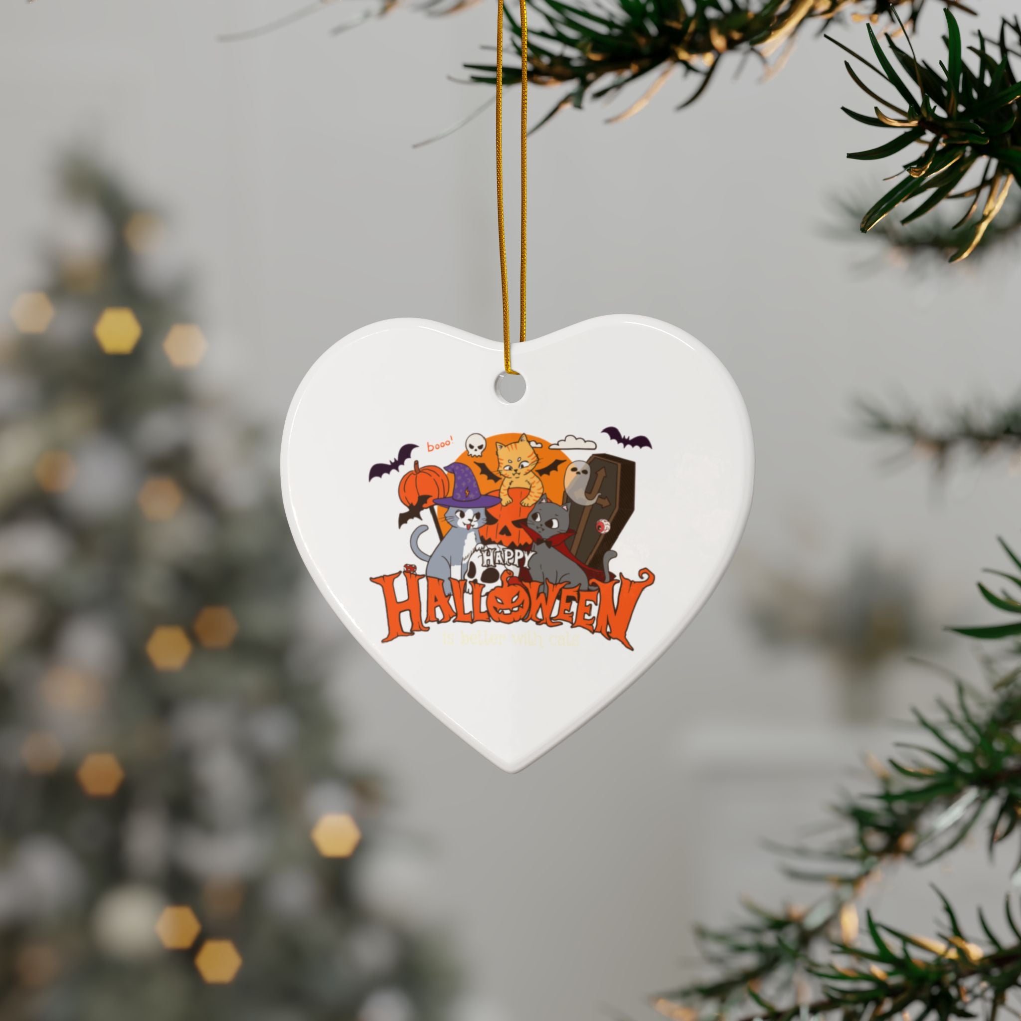 Halloween is Better with Cats | Ceramic Ornaments