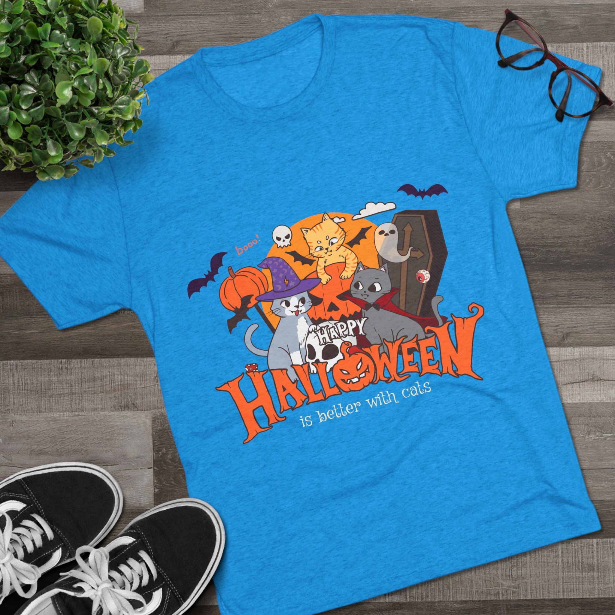 Halloween is Better with Cats | Unisex Tri-Blend Crew Tee