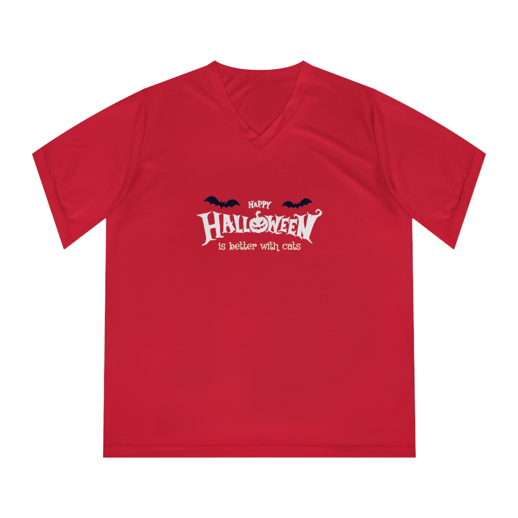 Halloween with Witch's Cats | Women's Performance V-Neck T-Shirt