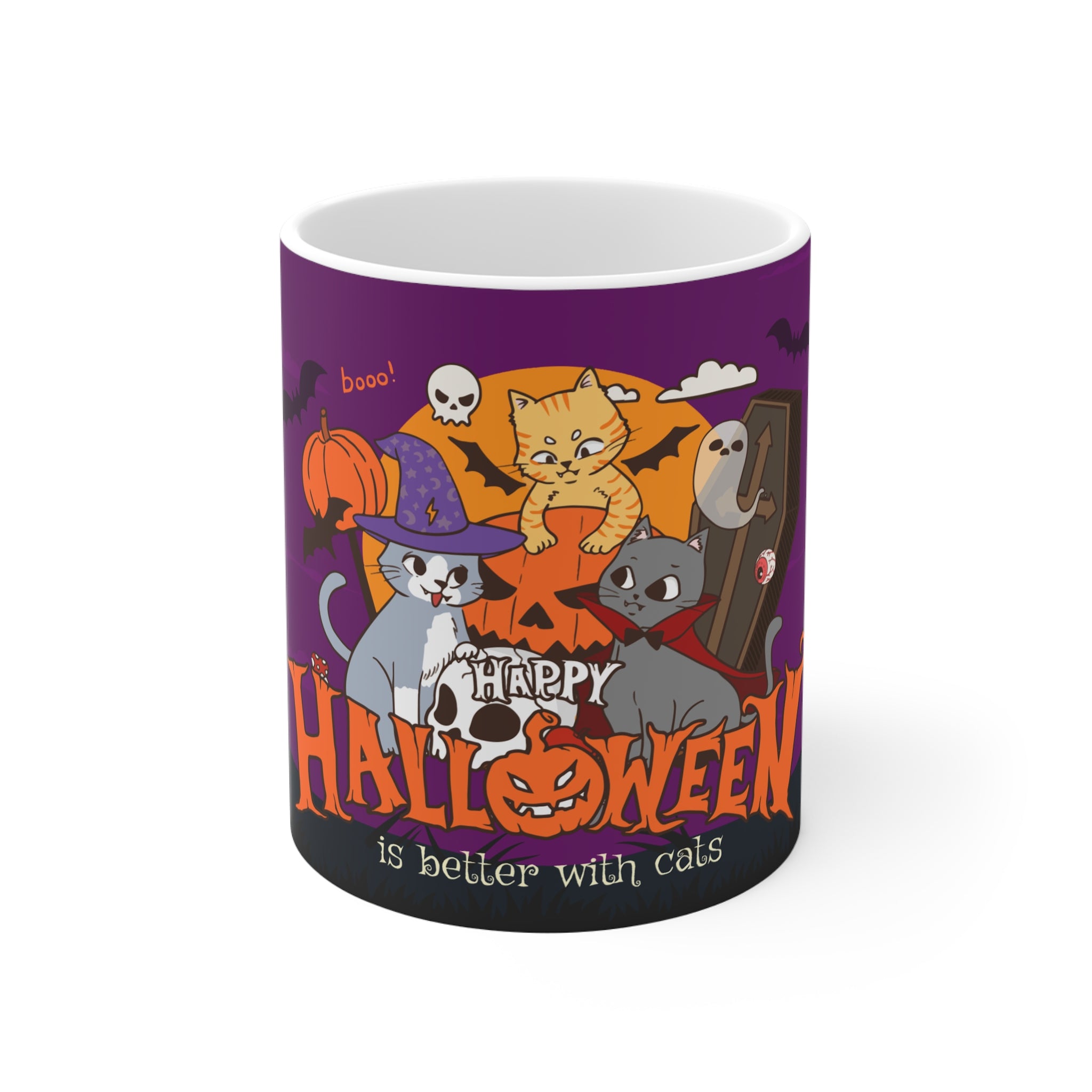 Happy Halloween is Better with Cats | White Mug