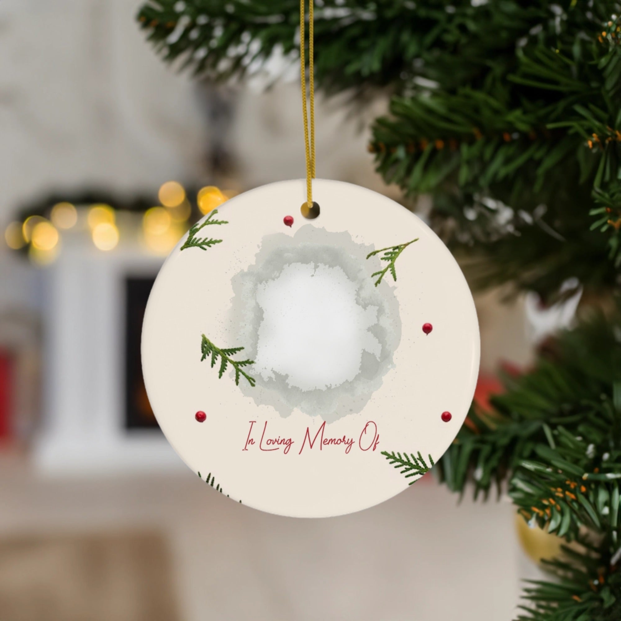 Christmas Memorial Frame | "In Loving Memory Of" | Ceramic Ornament