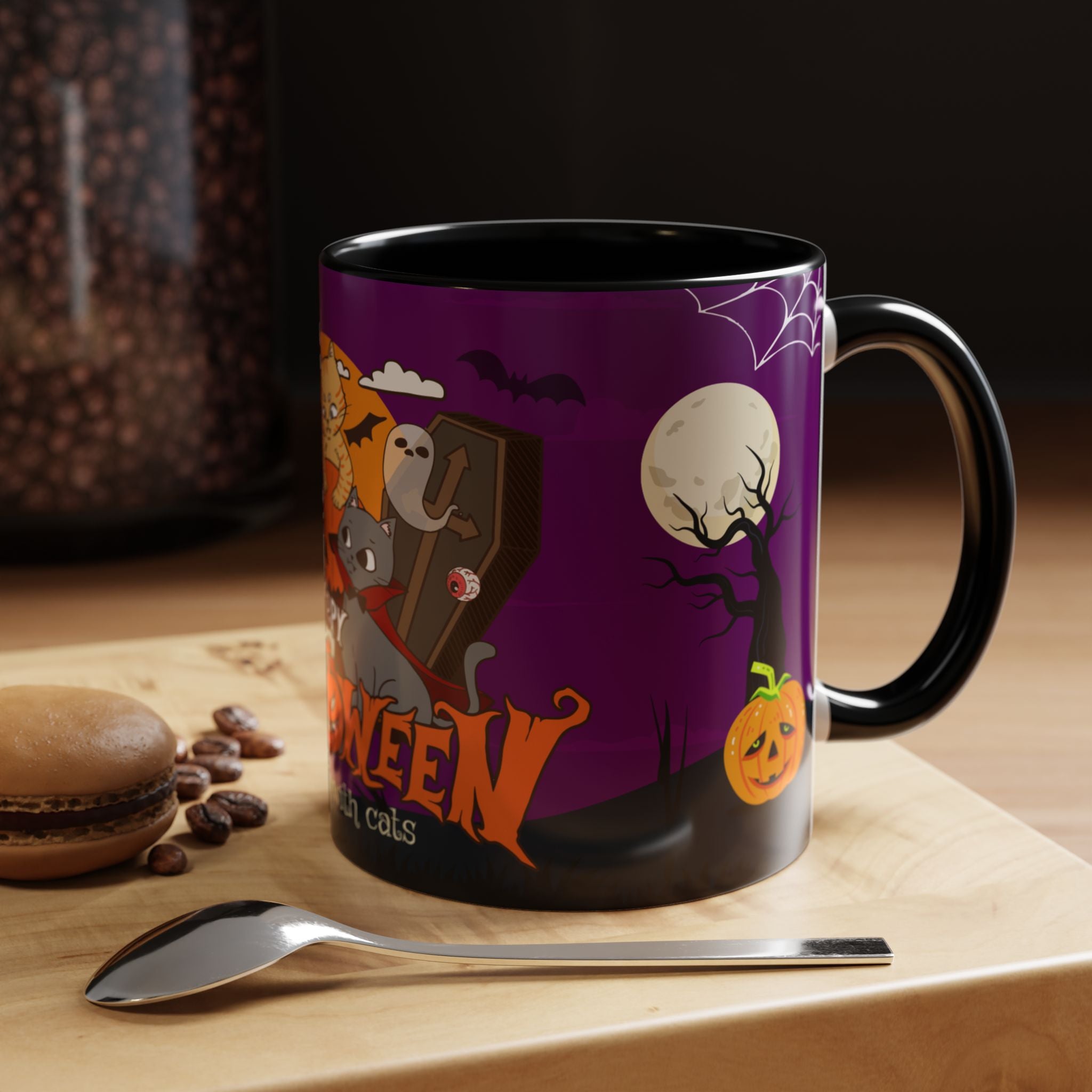 Happpy Halloween is better with Cats | Accent Coffee Mug