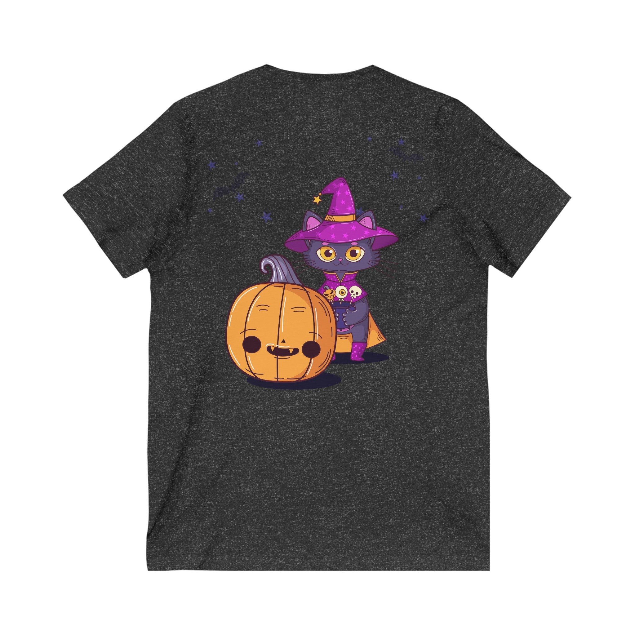 Halloween with Witch's Cats| Unisex Jersey Short Sleeve V-Neck Tee