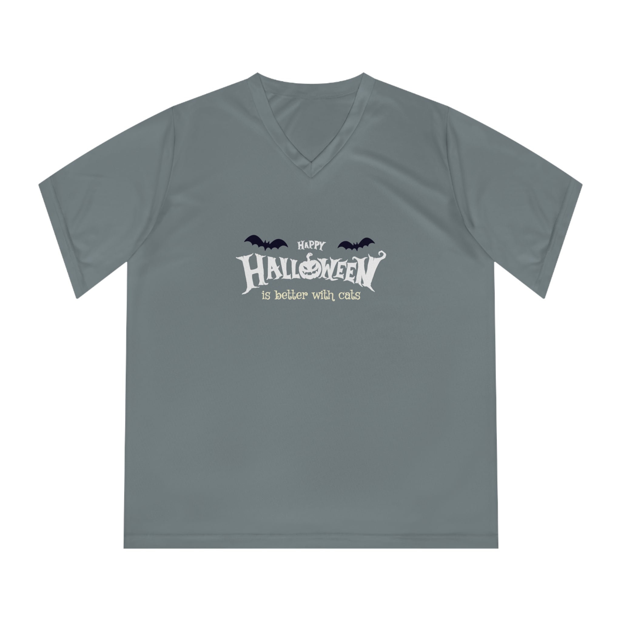 Halloween with Witch's Cats | Women's Performance V-Neck T-Shirt