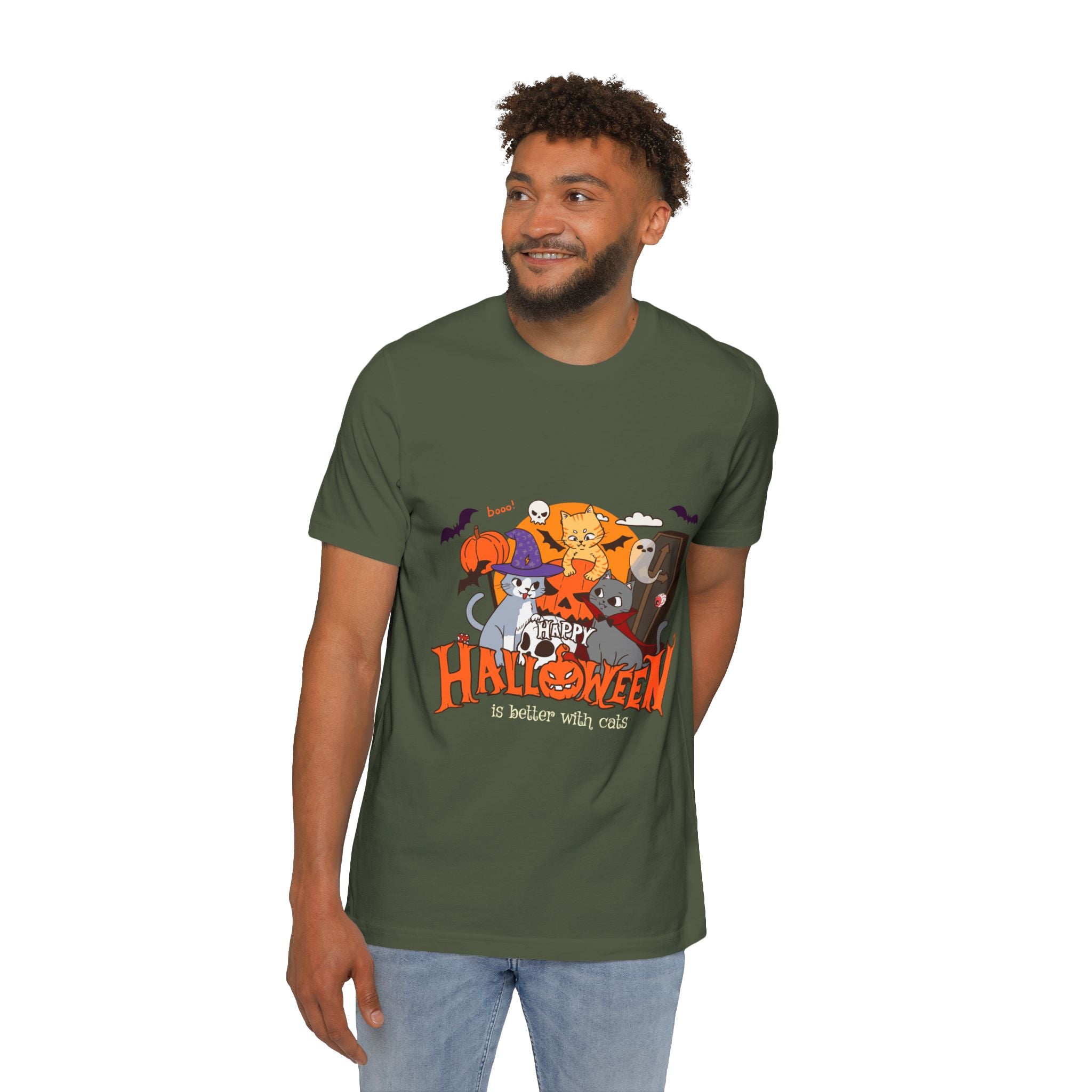 Halloween is Better with Cats | USA-Made Unisex Short-Sleeve Jersey T-Shirt