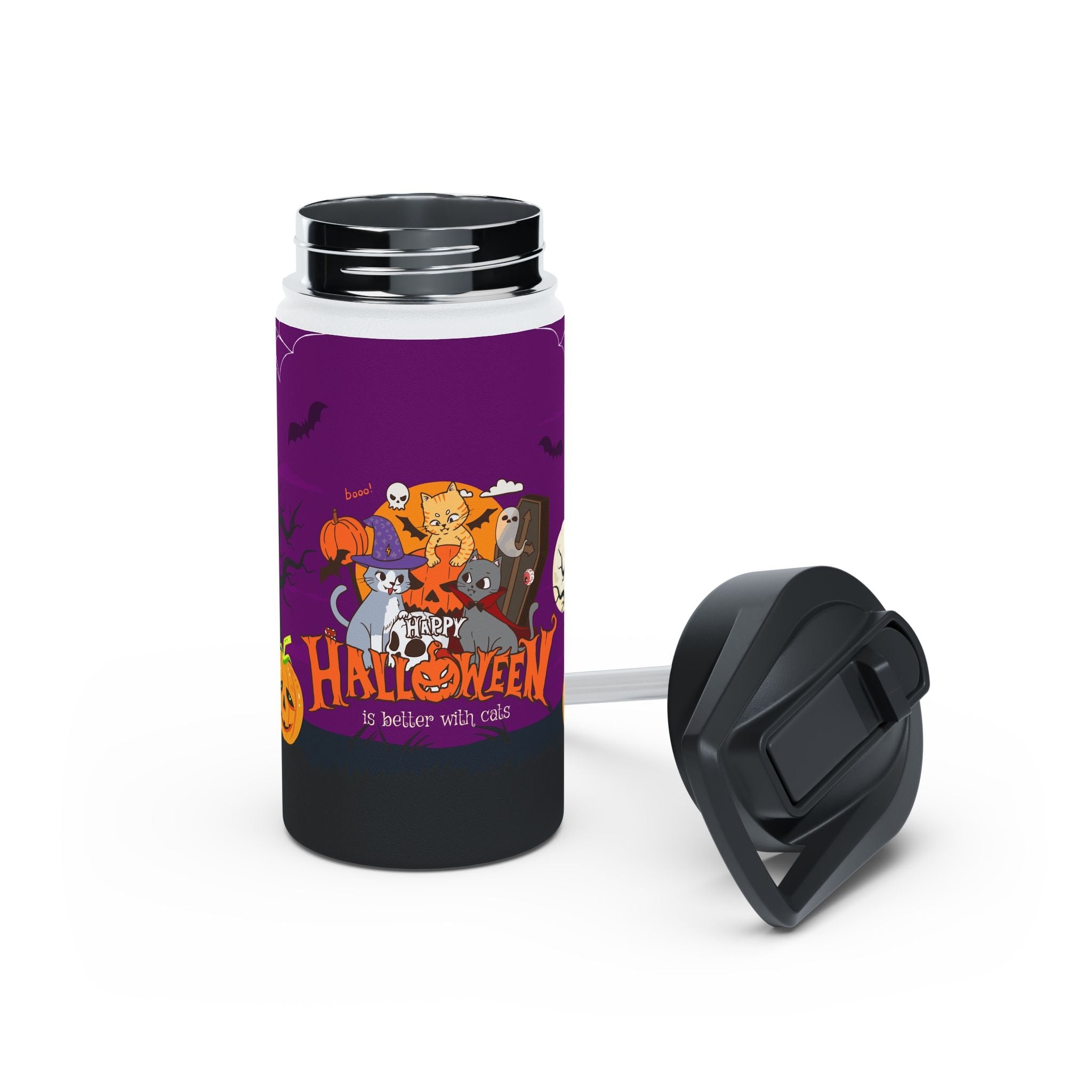 Happy Halloween is Better with Cats | Stainless Steel Water Bottle, Standard Lid