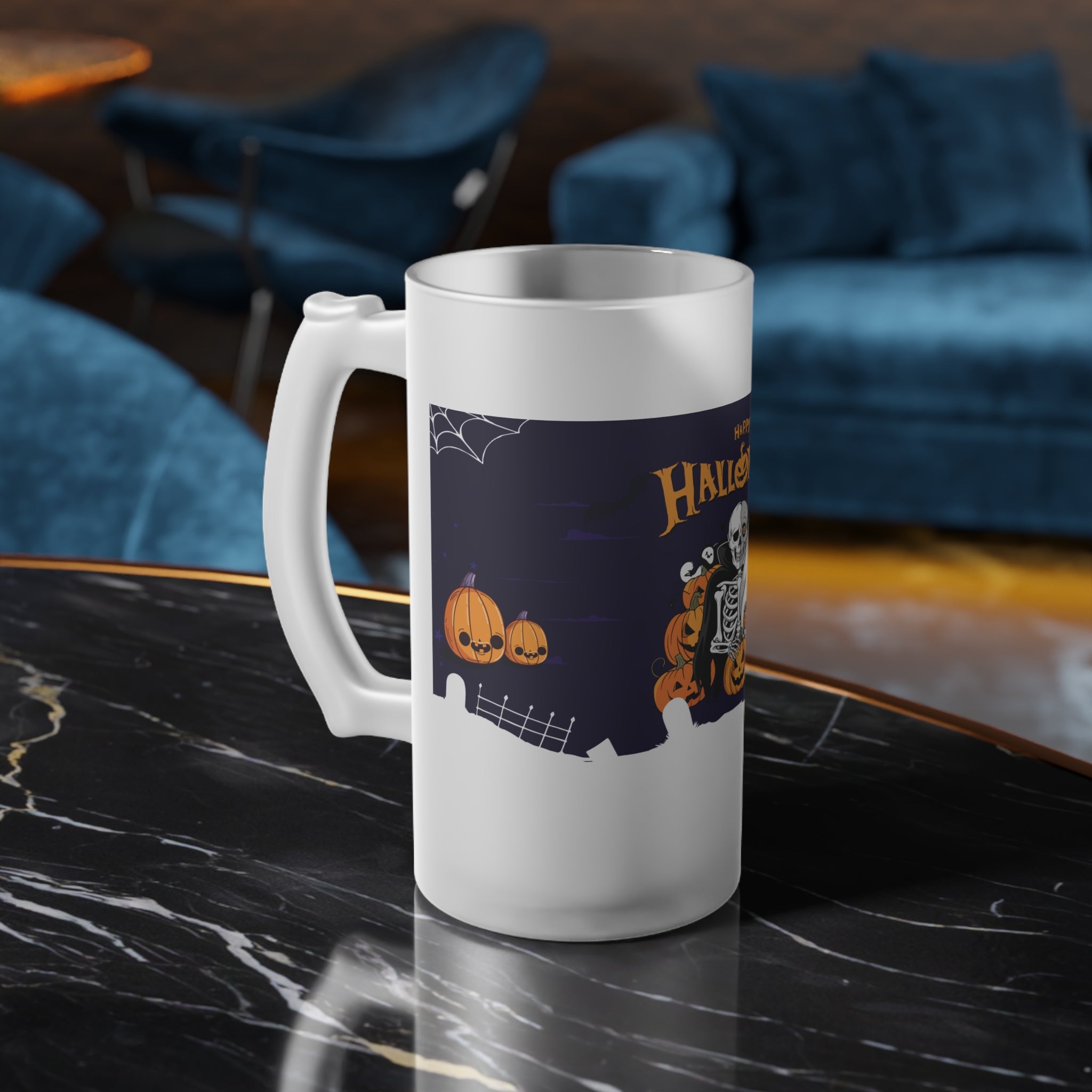 Halloween is Better with Skeleton | Frosted Glass Beer Mug