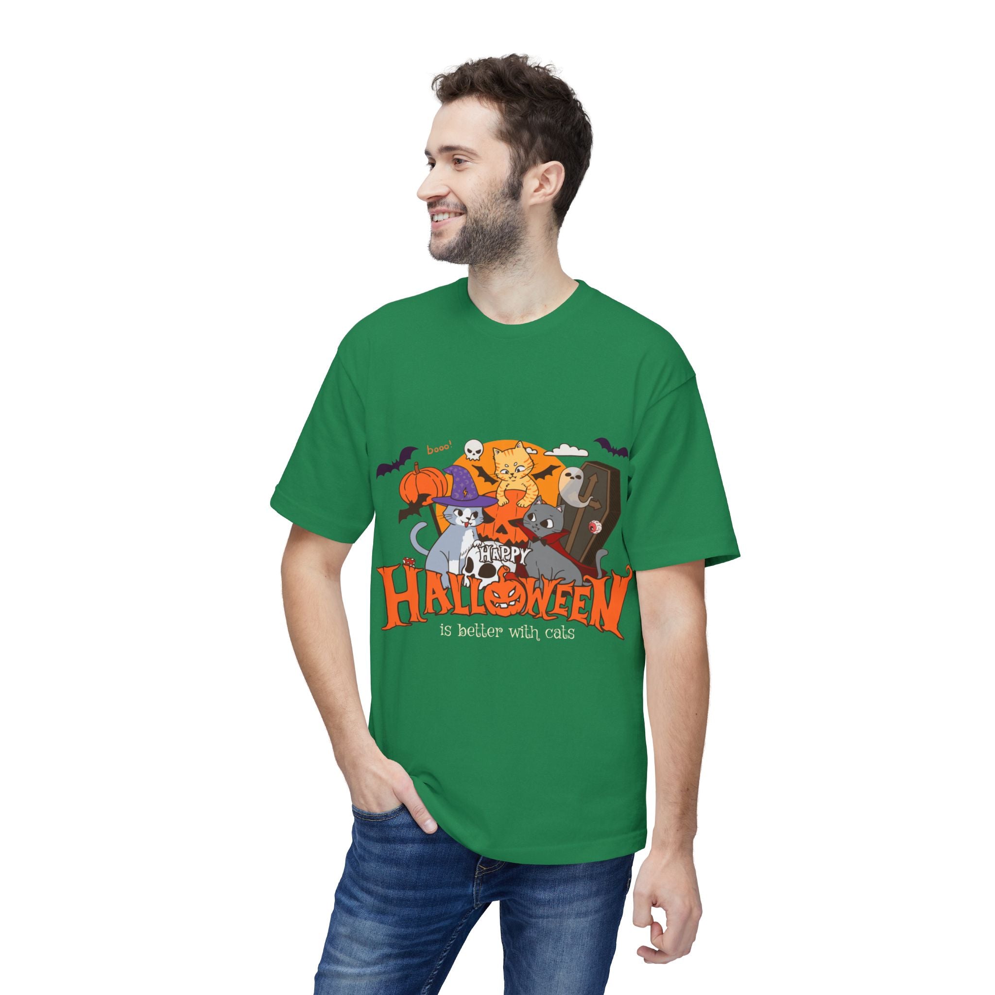 Halloween is Better with Cats | Unisex Midweight T-shirt, Made in US