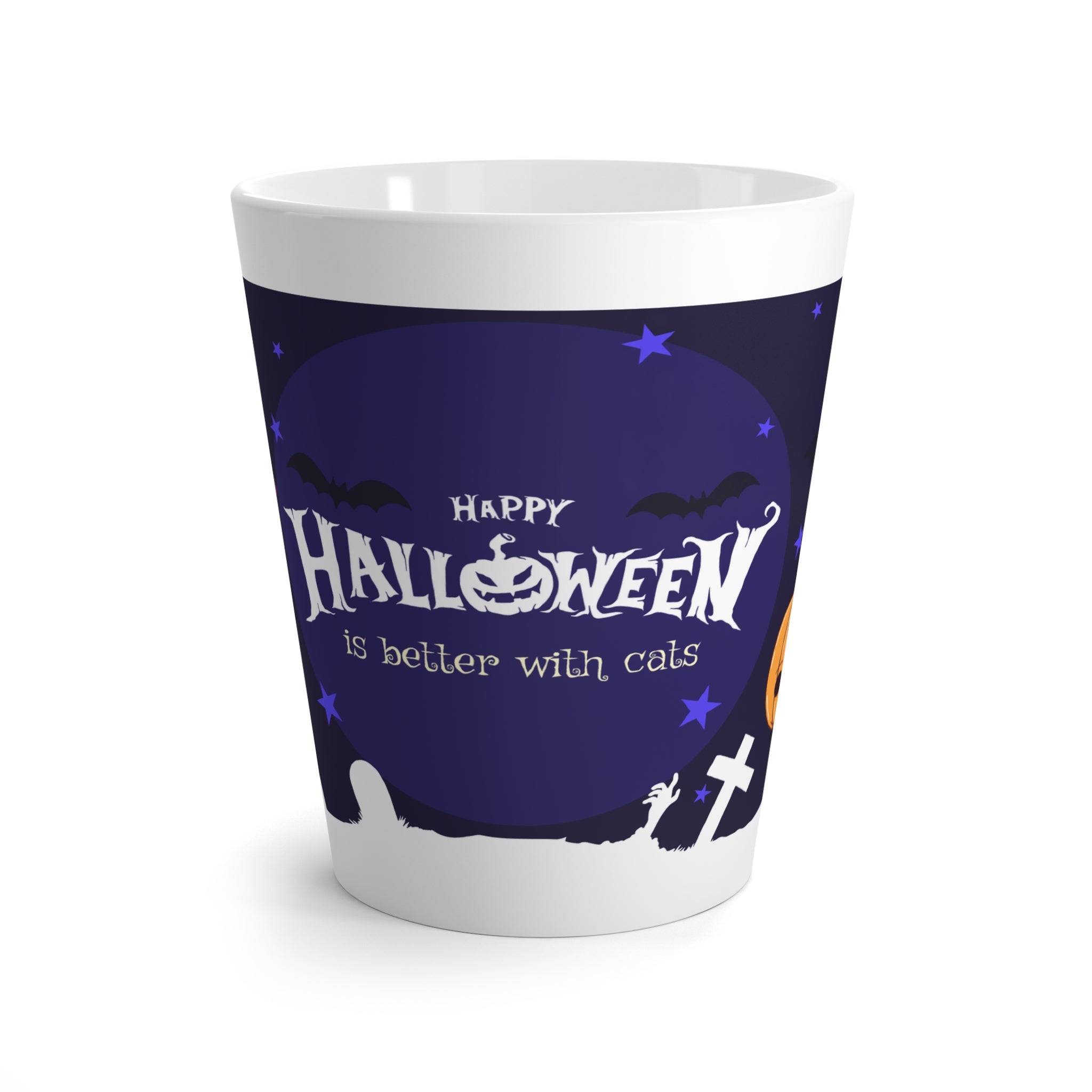 Happy Halloween with Witch's Cats | Latte Mug