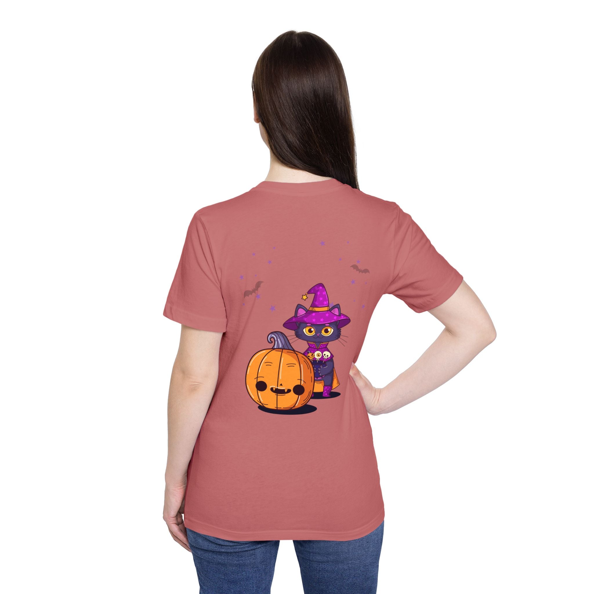 Halloween with Witch's Cats | USA-Made Unisex Short-Sleeve Jersey T-Shirt