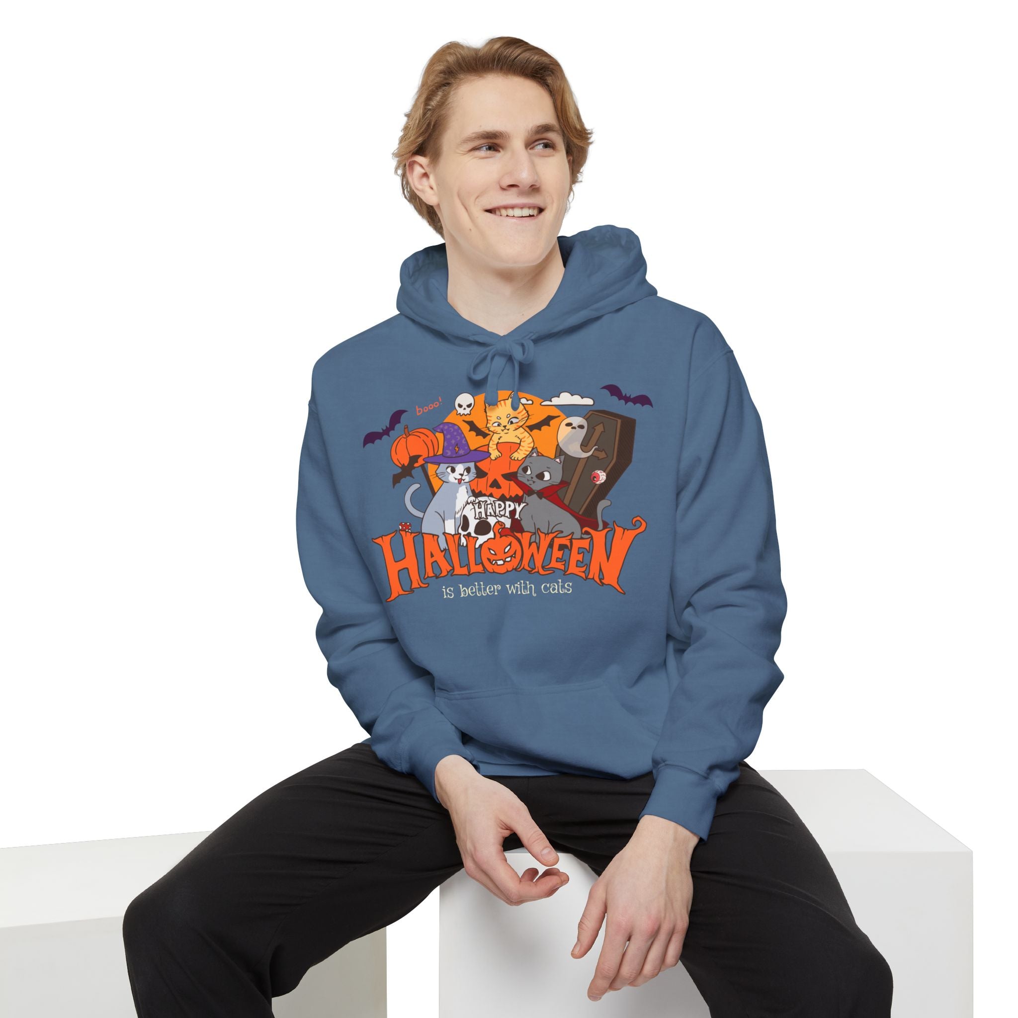 Halloween is Better with Cats | Unisex Garment-Dyed Hoodie