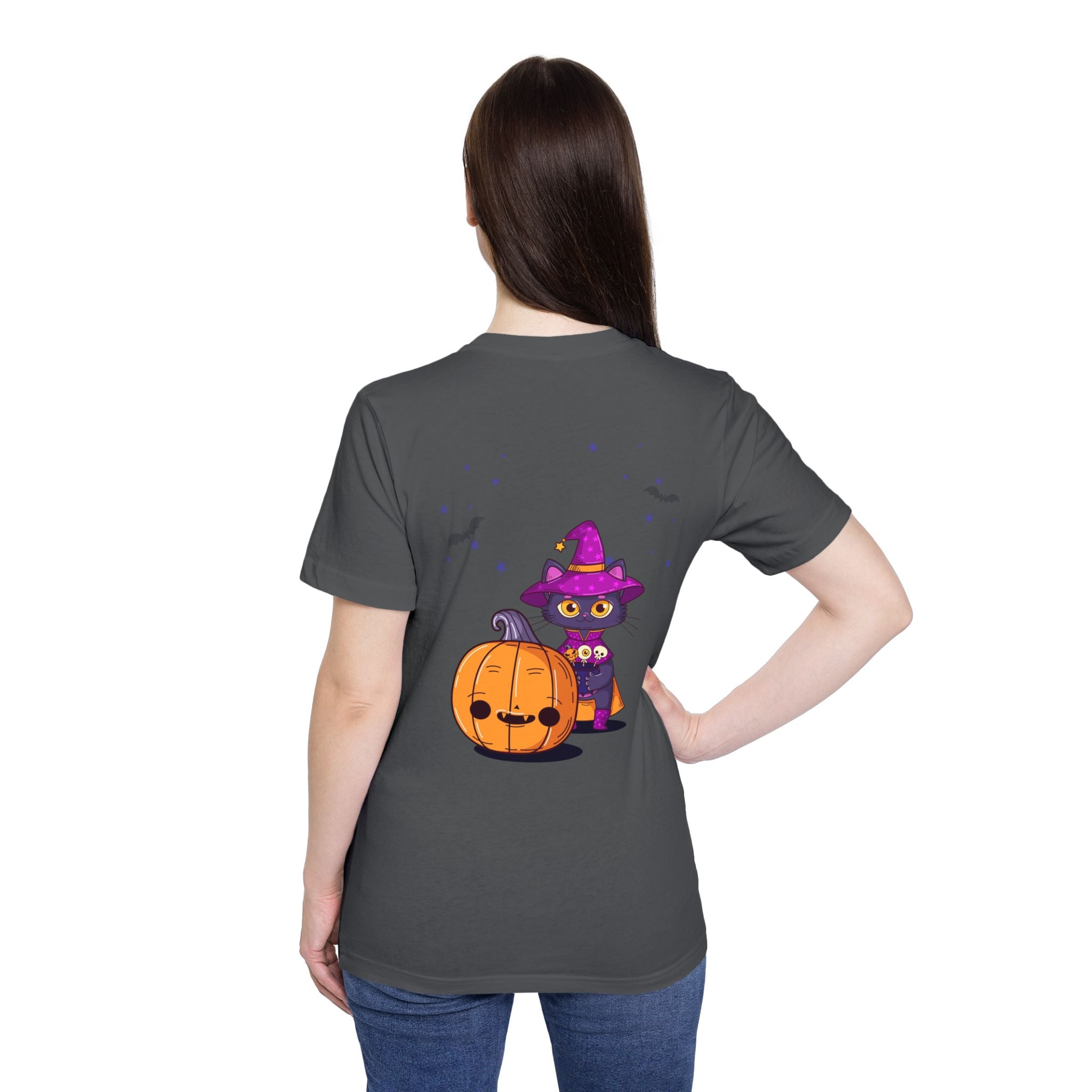 Halloween with Witch's Cats | USA-Made Unisex Short-Sleeve Jersey T-Shirt