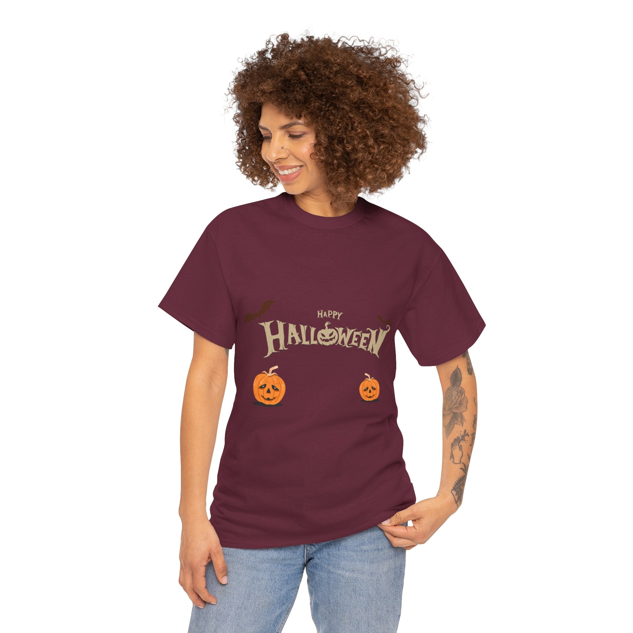 Halloween with Pumpkin | Unisex Heavy Cotton Tee