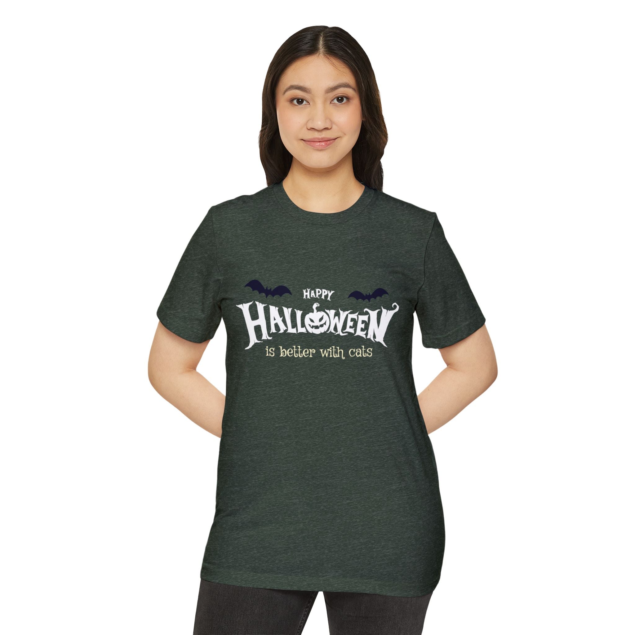 Halloween with Witch's Cats | Unisex Recycled Organic T-Shirt
